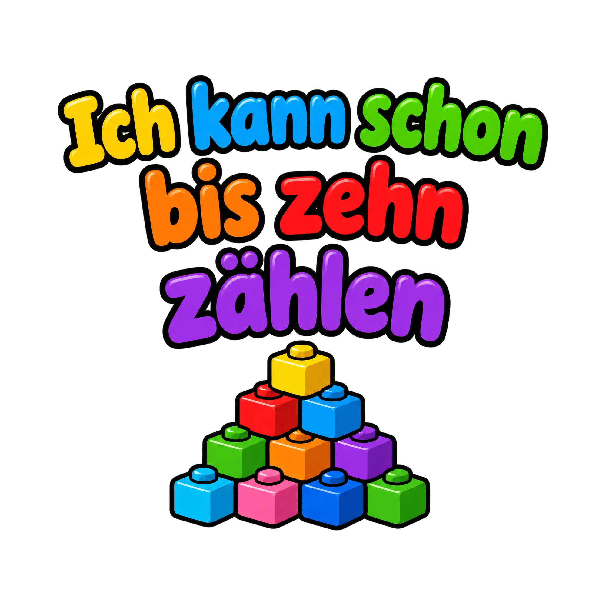 Bügelbild Ich kann schon bis zehn zaehlen als Grafik auf weißem Hintergrund (BB016398)