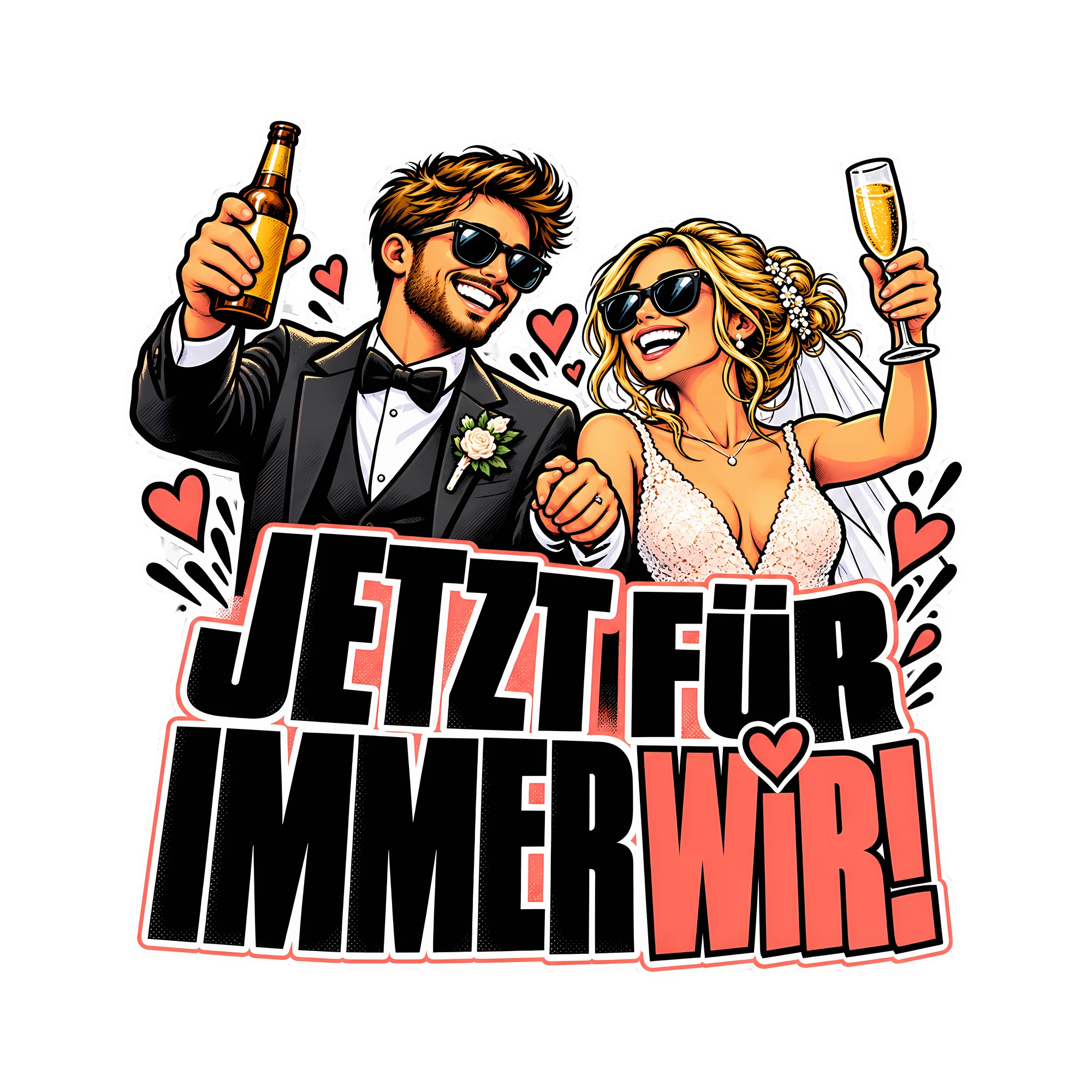 Bügelbild Jetzt für immer wir! als Grafik auf weißem Hintergrund (BB013110)
