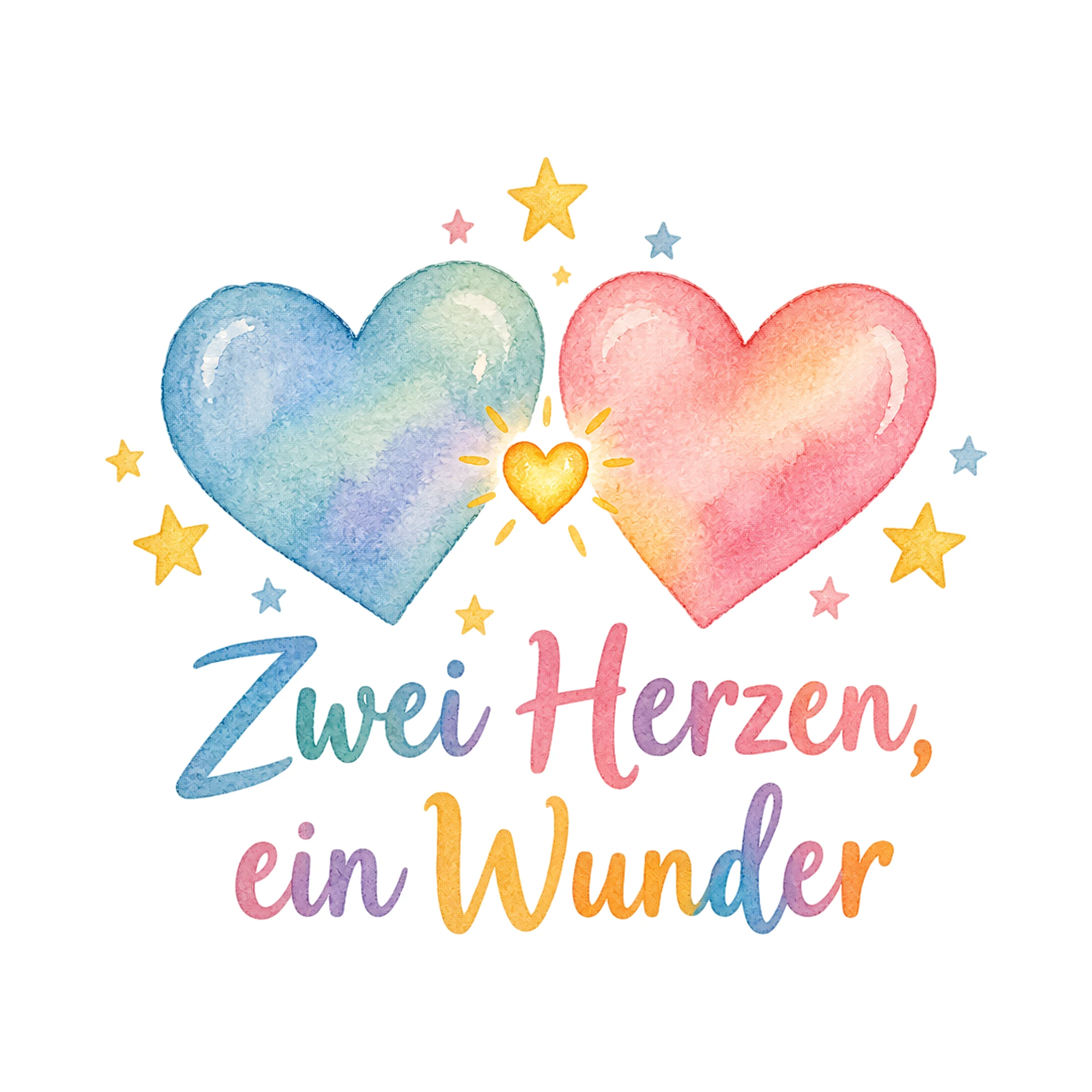 Bügelbild Zwei Herzen, ein Wunder, Babybody bügeln Motiv als Grafik auf weißem Hintergrund (BB016716)