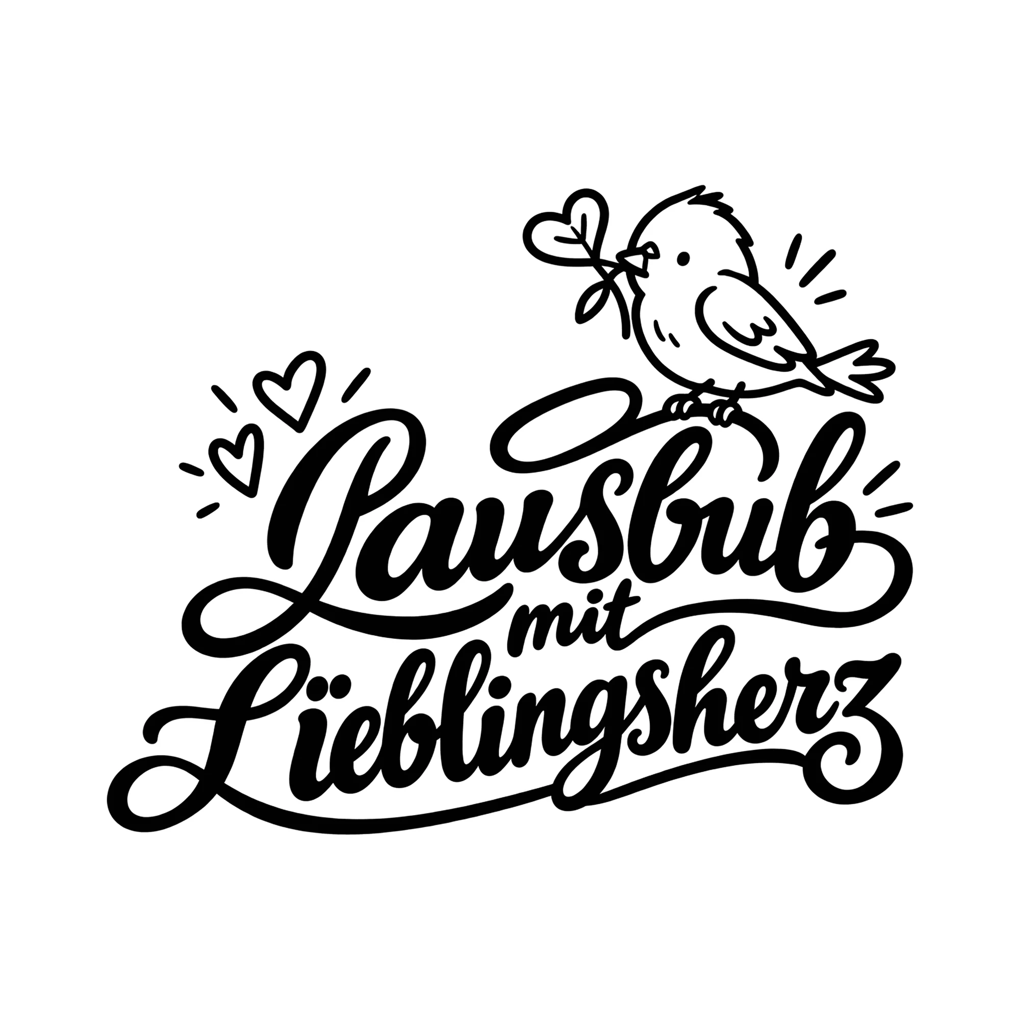Bügelbild Lausbub mit Lieblingsherz als Grafik auf weißem Hintergrund (BB013552)