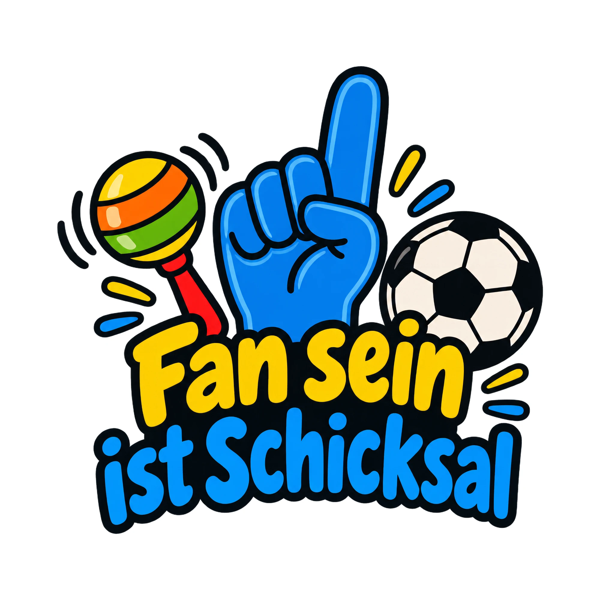 Bügelbild Fan sein ist Schicksal als Grafik auf weißem Hintergrund (BB019416)