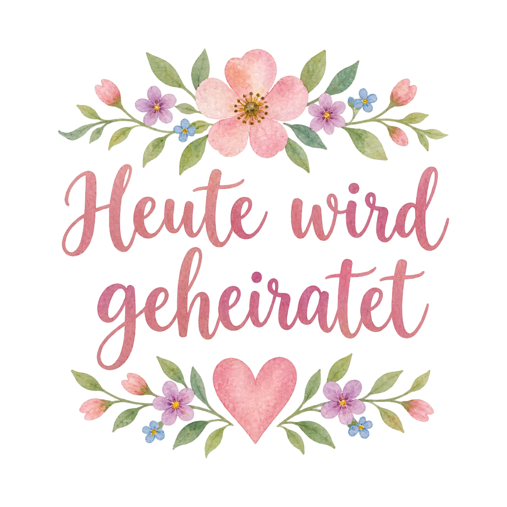 Bügelbild Heute wird geheiratet als Grafik auf weißem Hintergrund (BB016370)