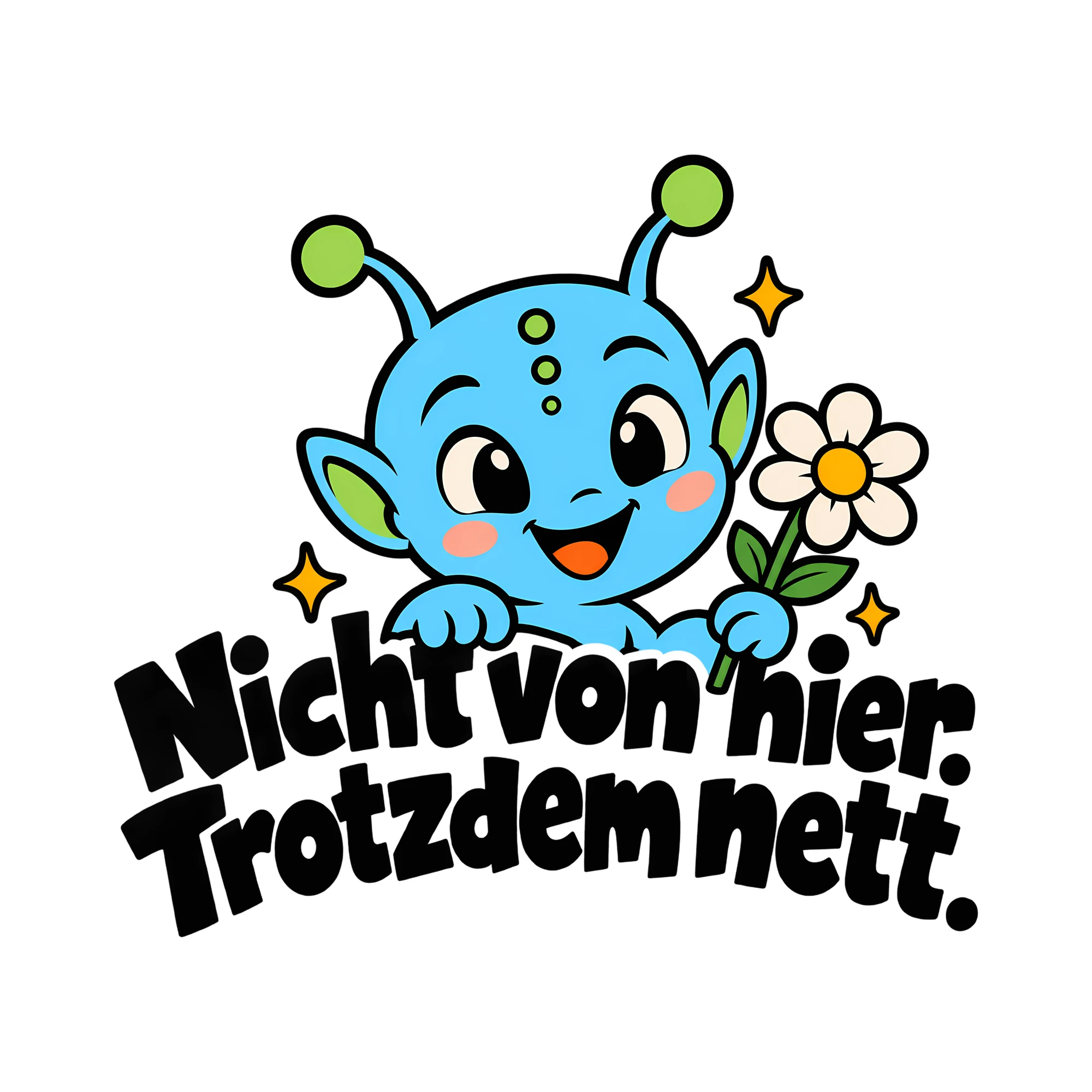 Bügelbild Nicht von hier. Trotzdem nett. als Grafik auf weißem Hintergrund (BB014288)