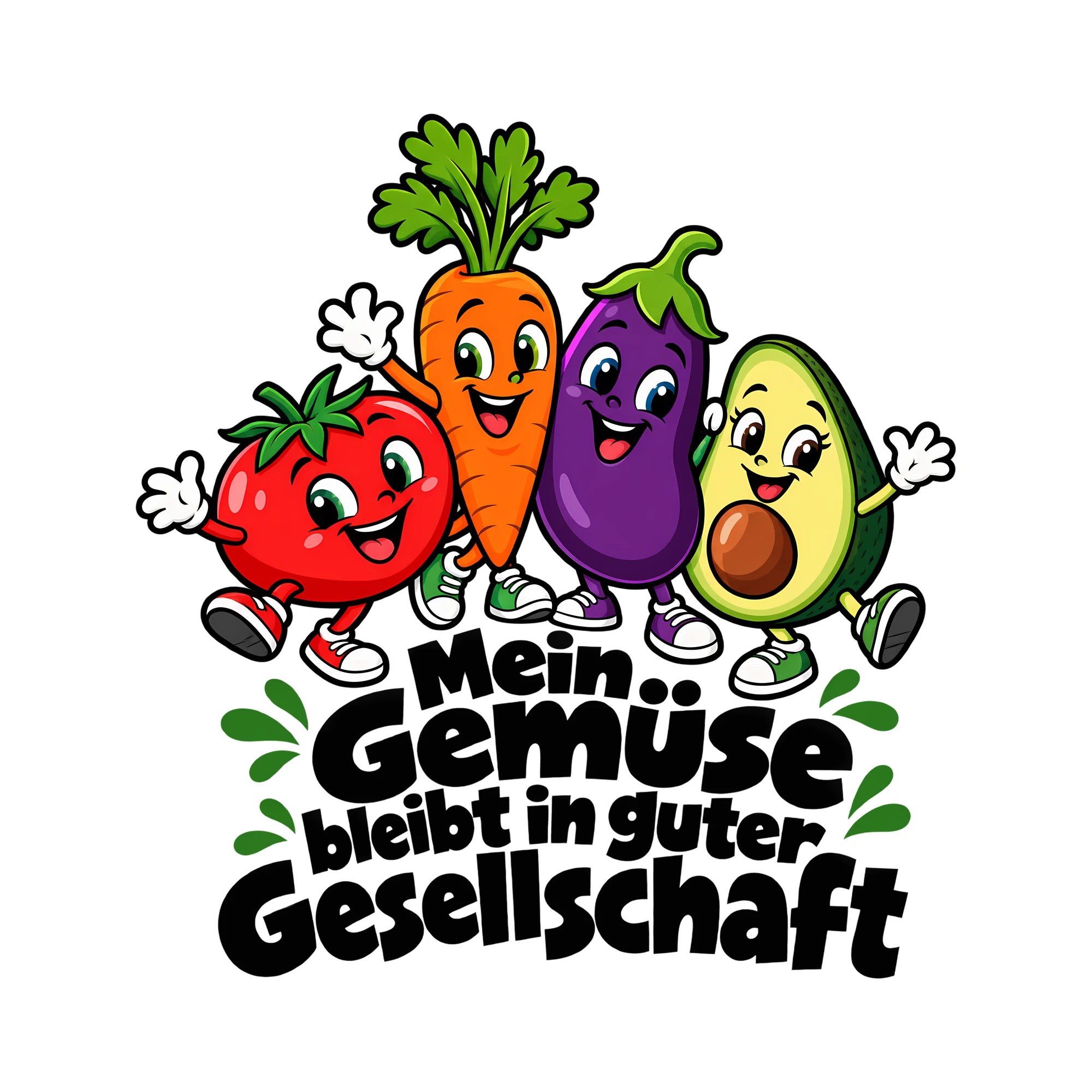 Bügelbild Mein Gemüse bleibt in guter Gesellschaft als Grafik auf weißem Hintergrund (BB012231)