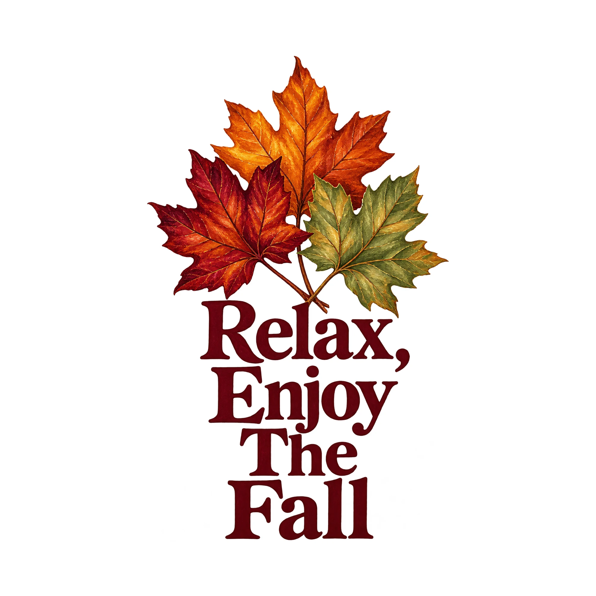 Bügelbild Relax, Enjoy The Fall, Lustiger Shirt Spruch als Grafik auf weißem Hintergrund (BB015900)