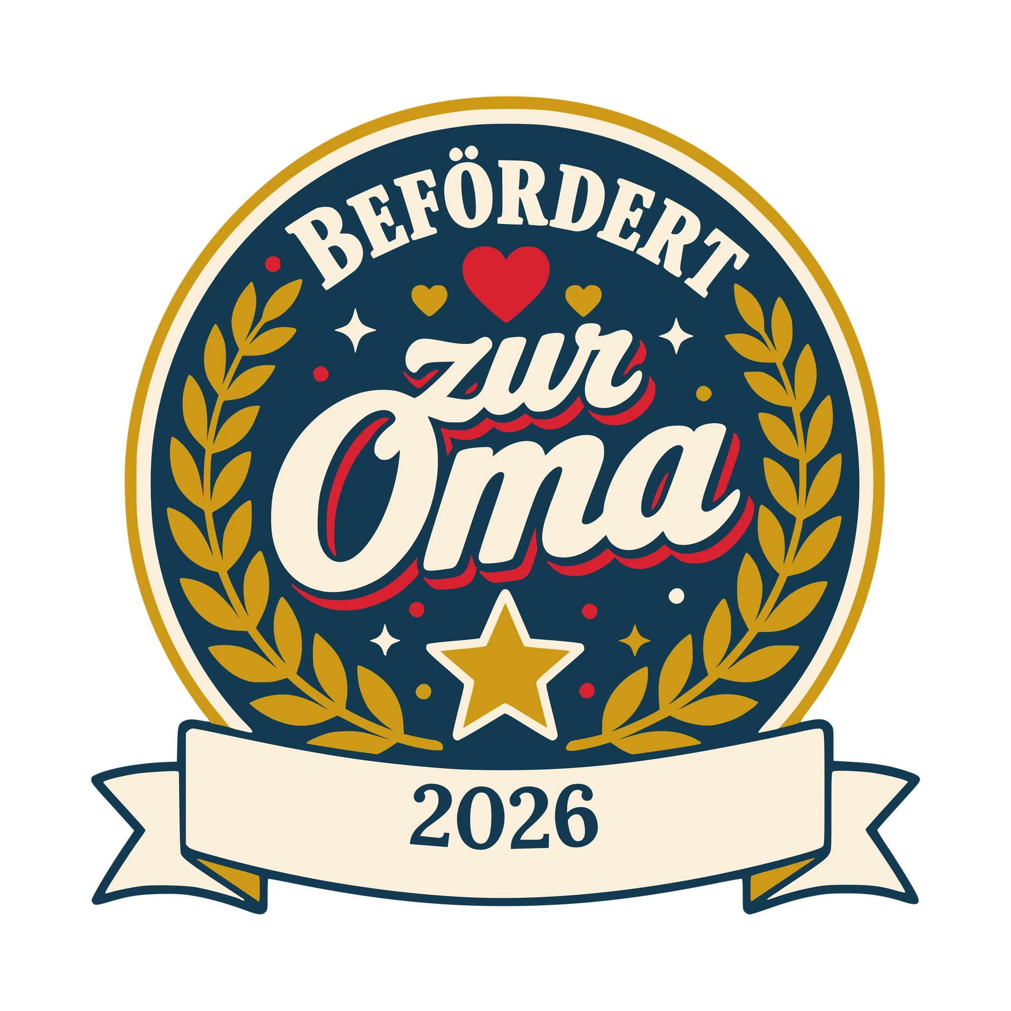 Bügelbild Befördert zur Oma mit Jahr als Grafik auf weißem Hintergrund (BB010416)