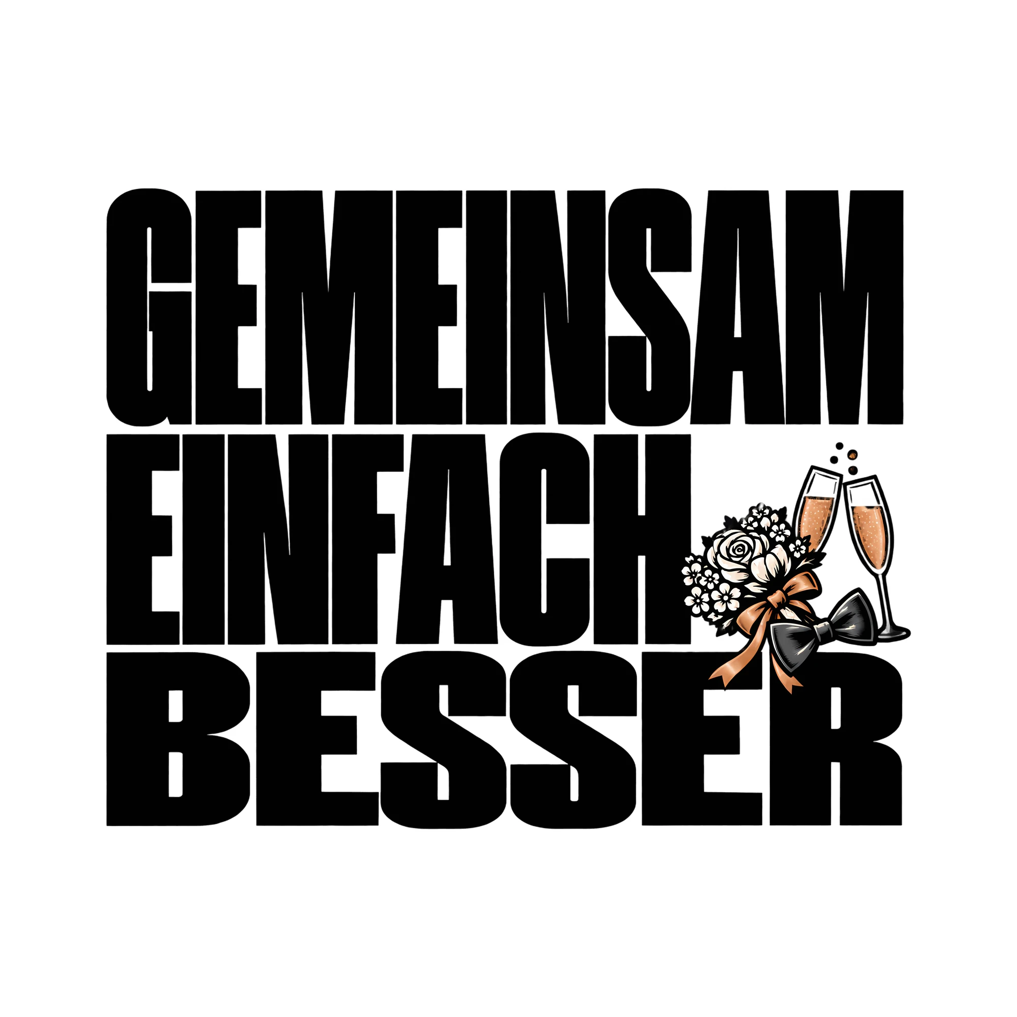 Bügelbild Gemeinsam einfach besser als Grafik auf weißem Hintergrund (BB013107)