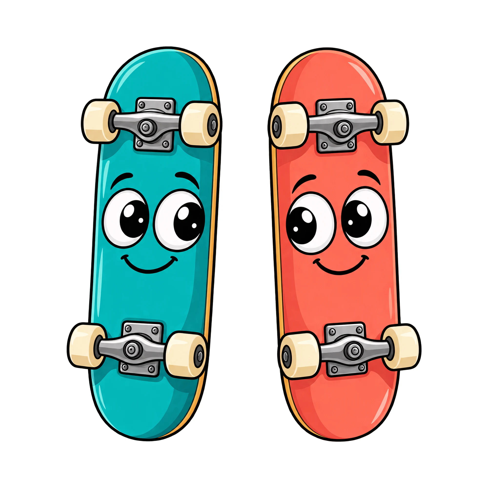Bügelbild Skateboards Mit Augen, Lustiger Shirt Motiv als Grafik auf weißem Hintergrund (BB015605)