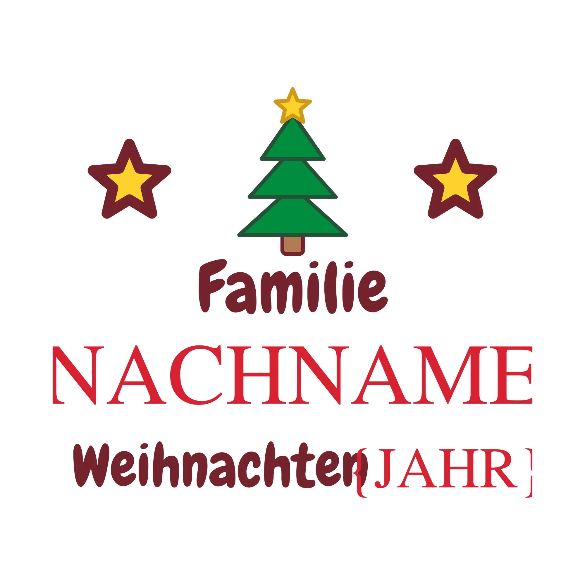 Bügelbild Familien-Weihnachtspulli als Grafik auf weißem Hintergrund (BB010158)