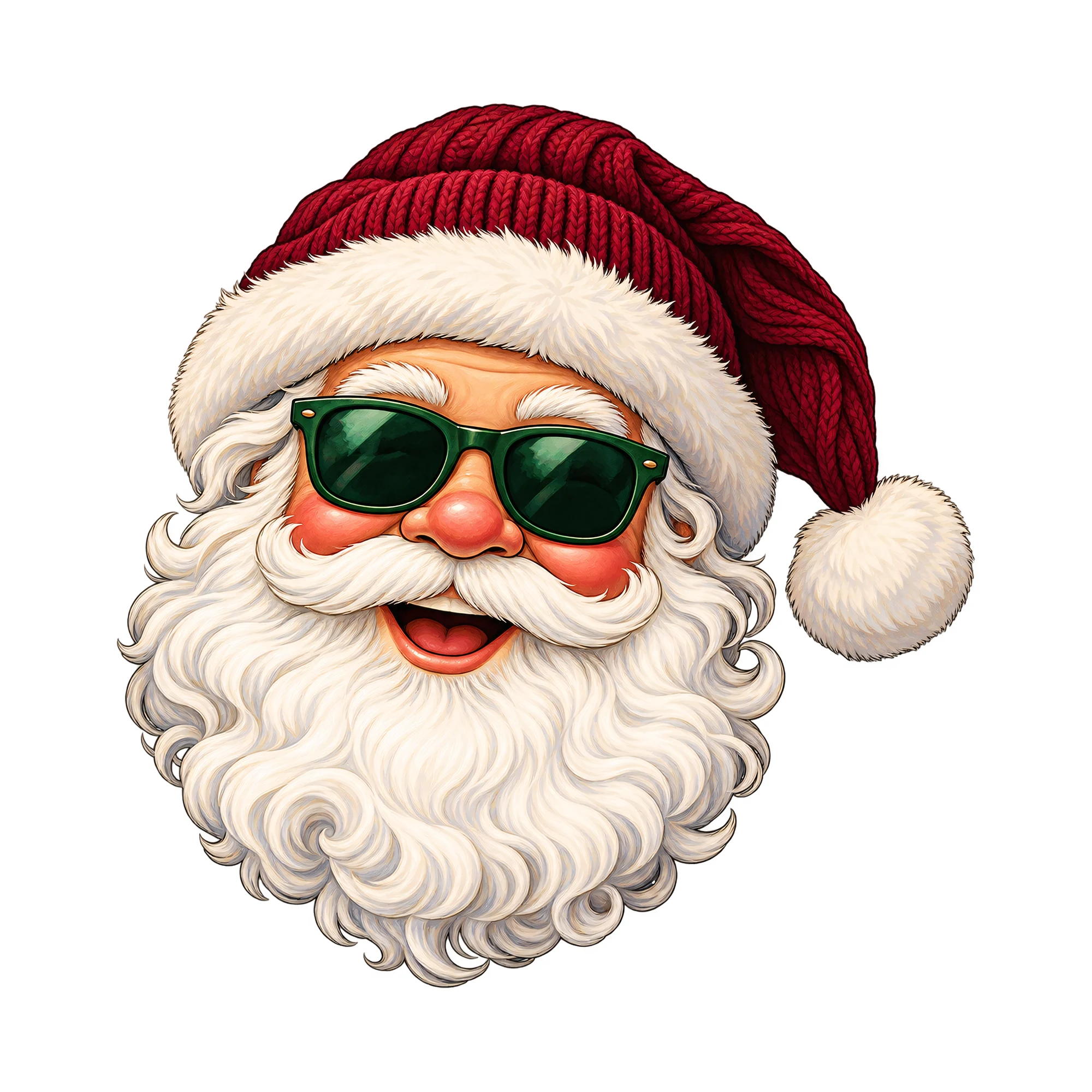 Bügelbild Cooler Weihnachtsmann, Weihnachten Shirt Motiv als Grafik auf weißem Hintergrund (BB014807)