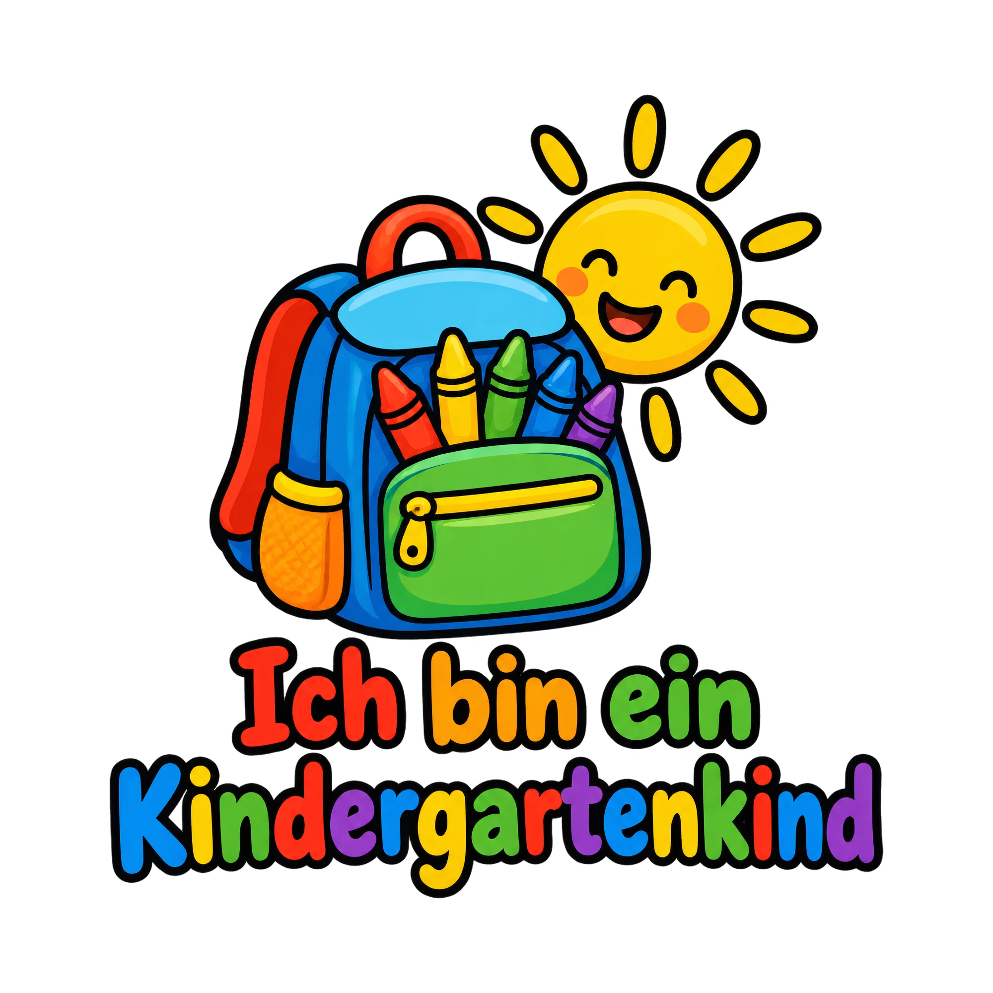 Bügelbild Ich bin ein Kindergartenkind, Kinder Shirt Motiv als Grafik auf weißem Hintergrund (BB016725)