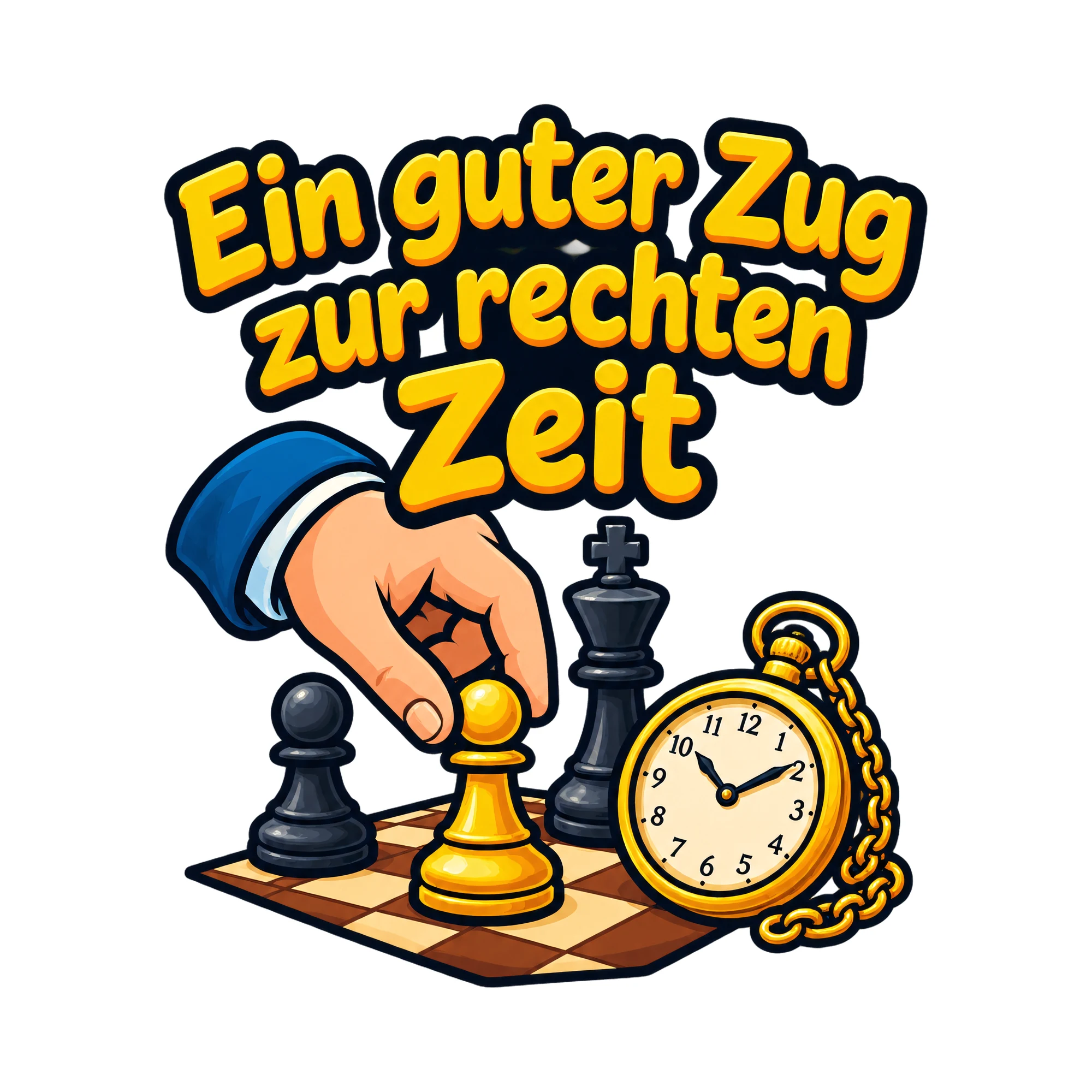 Bügelbild Ein guter Zug zur rechten Zeit als Grafik auf weißem Hintergrund (BB019363)