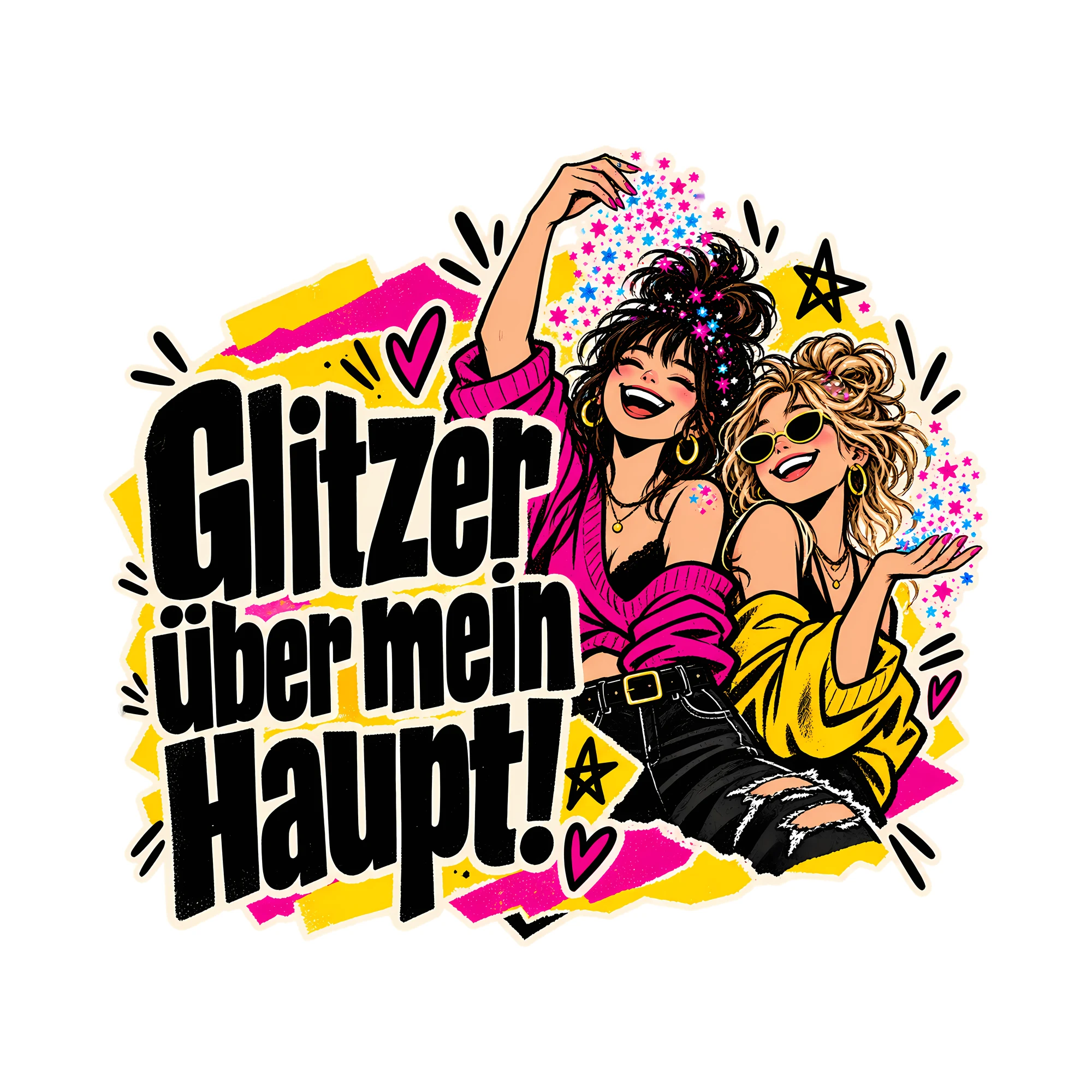 Bügelbild Glitzer über mein Haupt!, Lustiger Shirt Spruch als Grafik auf weißem Hintergrund (BB014666)