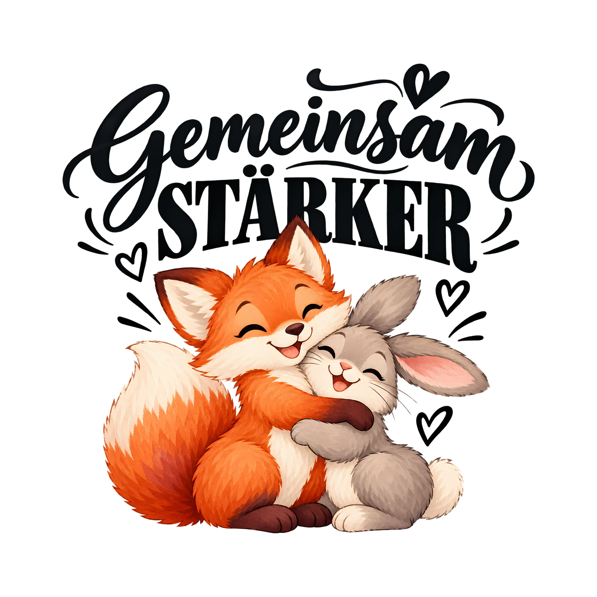 Bügelbild Gemeinsam stärker als Grafik auf weißem Hintergrund (BB012248)