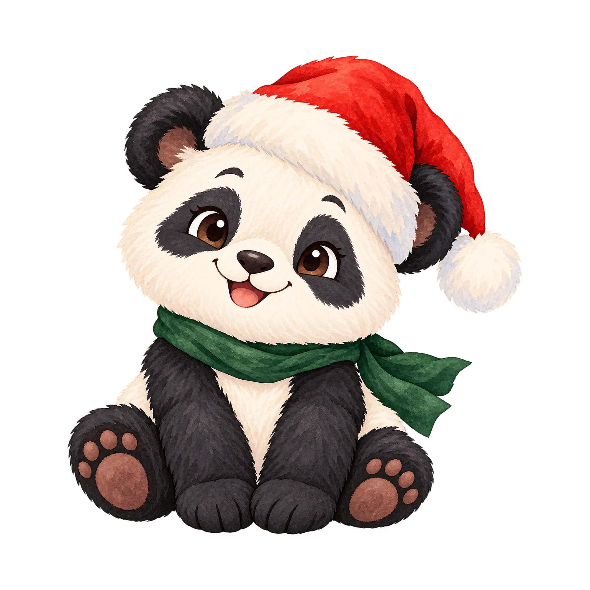 Bügelbild Santa Ninja Panda, Weihnachten Shirt Motiv als Grafik auf weißem Hintergrund (BB014824)