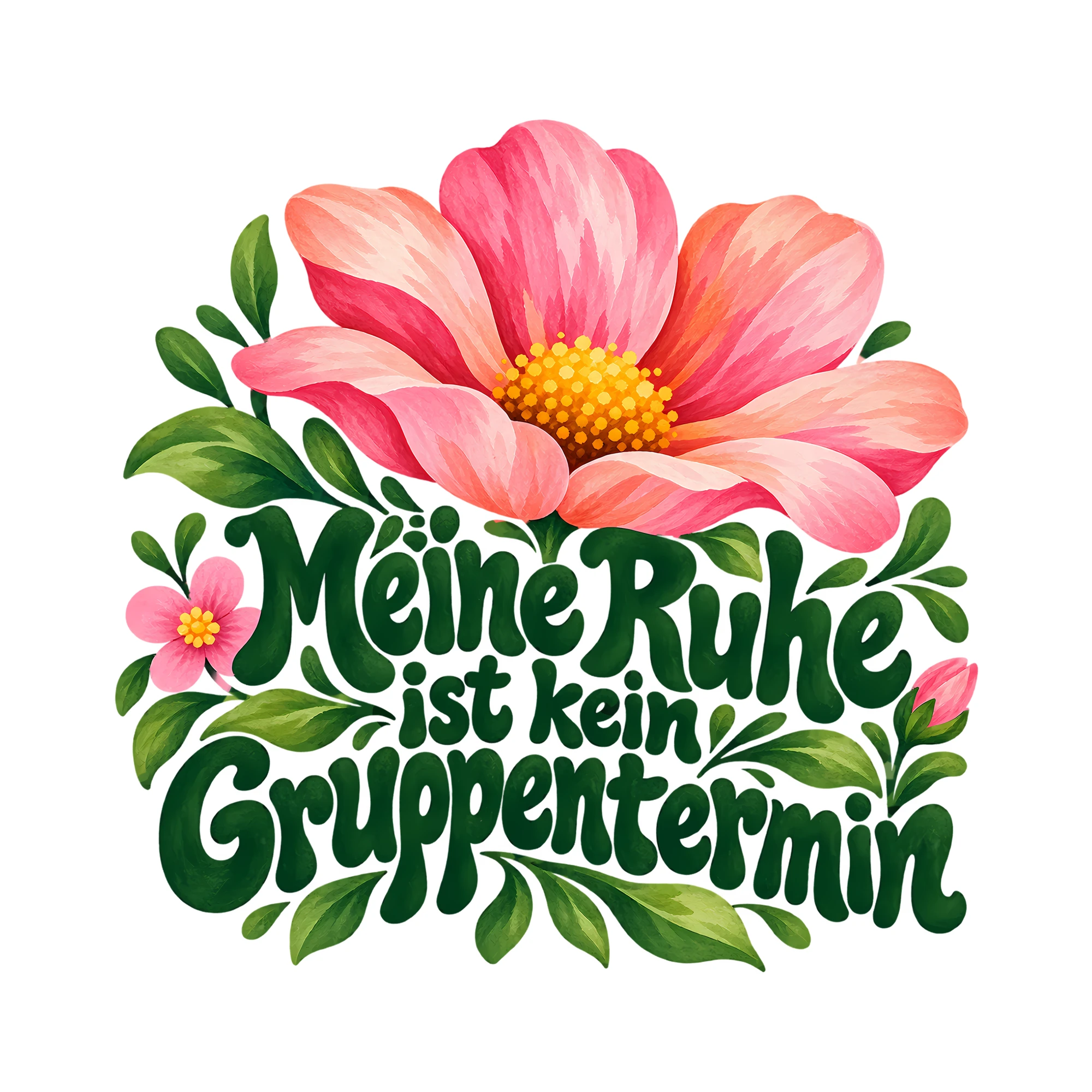 Bügelbild Meine Ruhe ist kein Gruppentermin als Grafik auf weißem Hintergrund (BB014432)