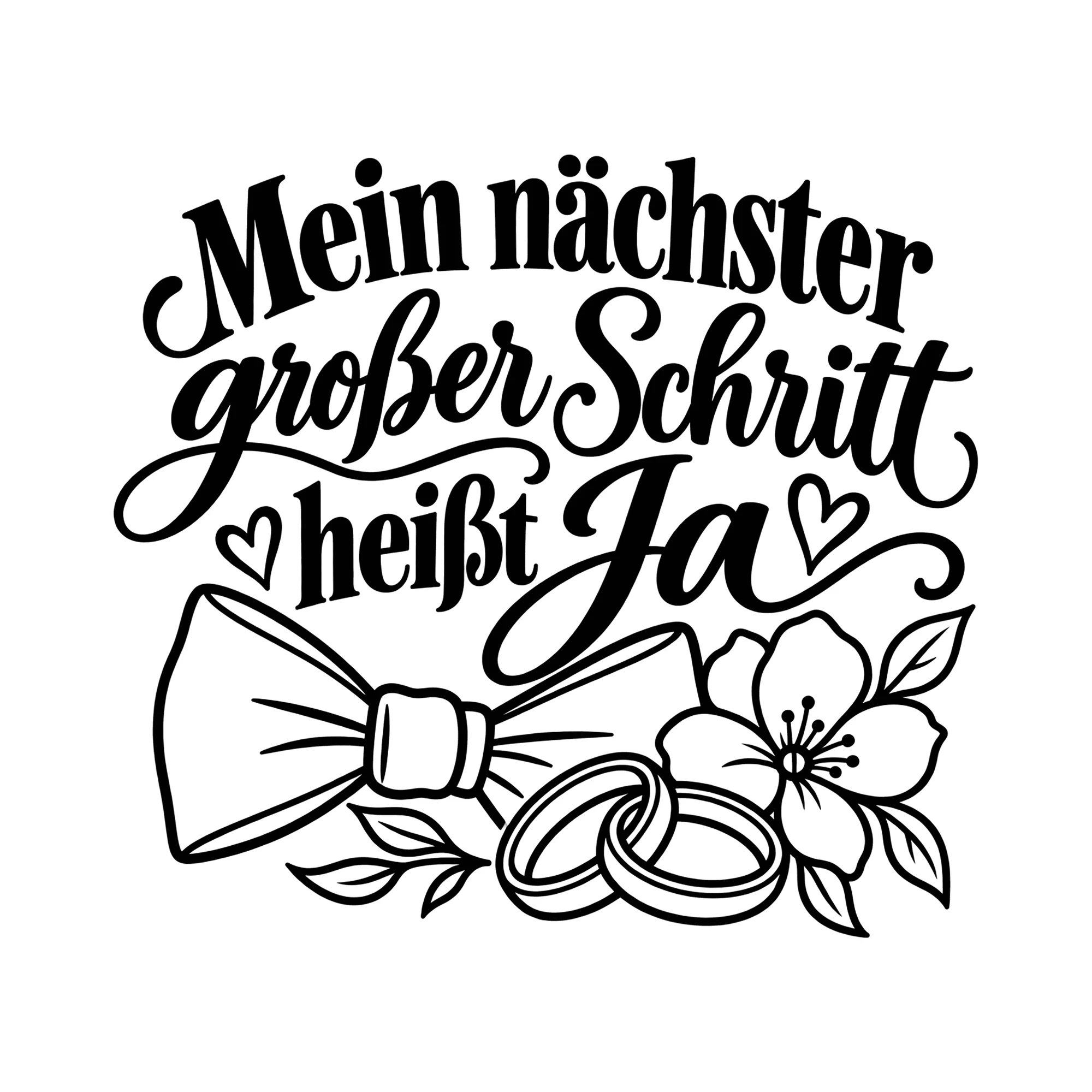 Bügelbild Mein nächster großer Schritt heißt Ja als Grafik auf weißem Hintergrund (BB013133)