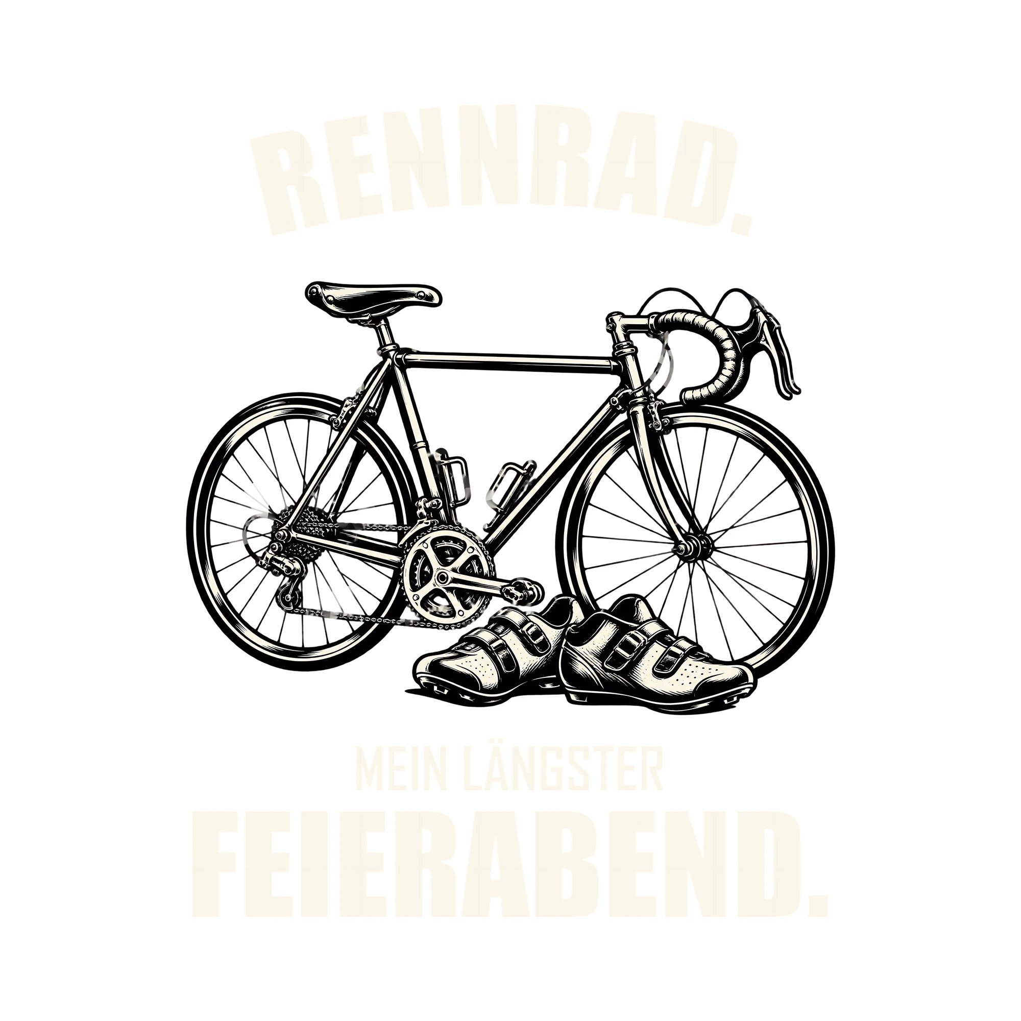 Bügelbild RENNRAD. MEIN LÄNGSTER FEIERABEND. als Grafik auf weißem Hintergrund (BB013695)