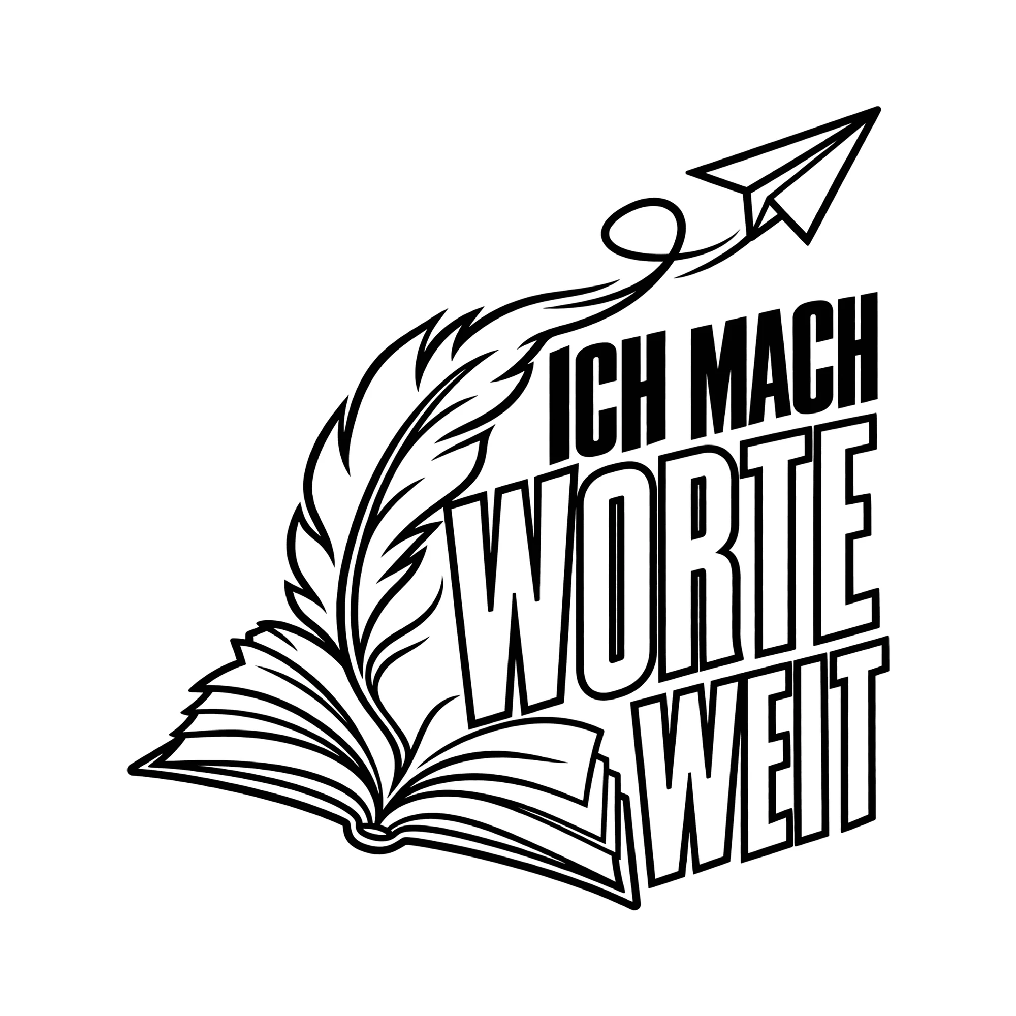 Bügelbild ICH MACH WORTE WEIT als Grafik auf weißem Hintergrund (BB011685)