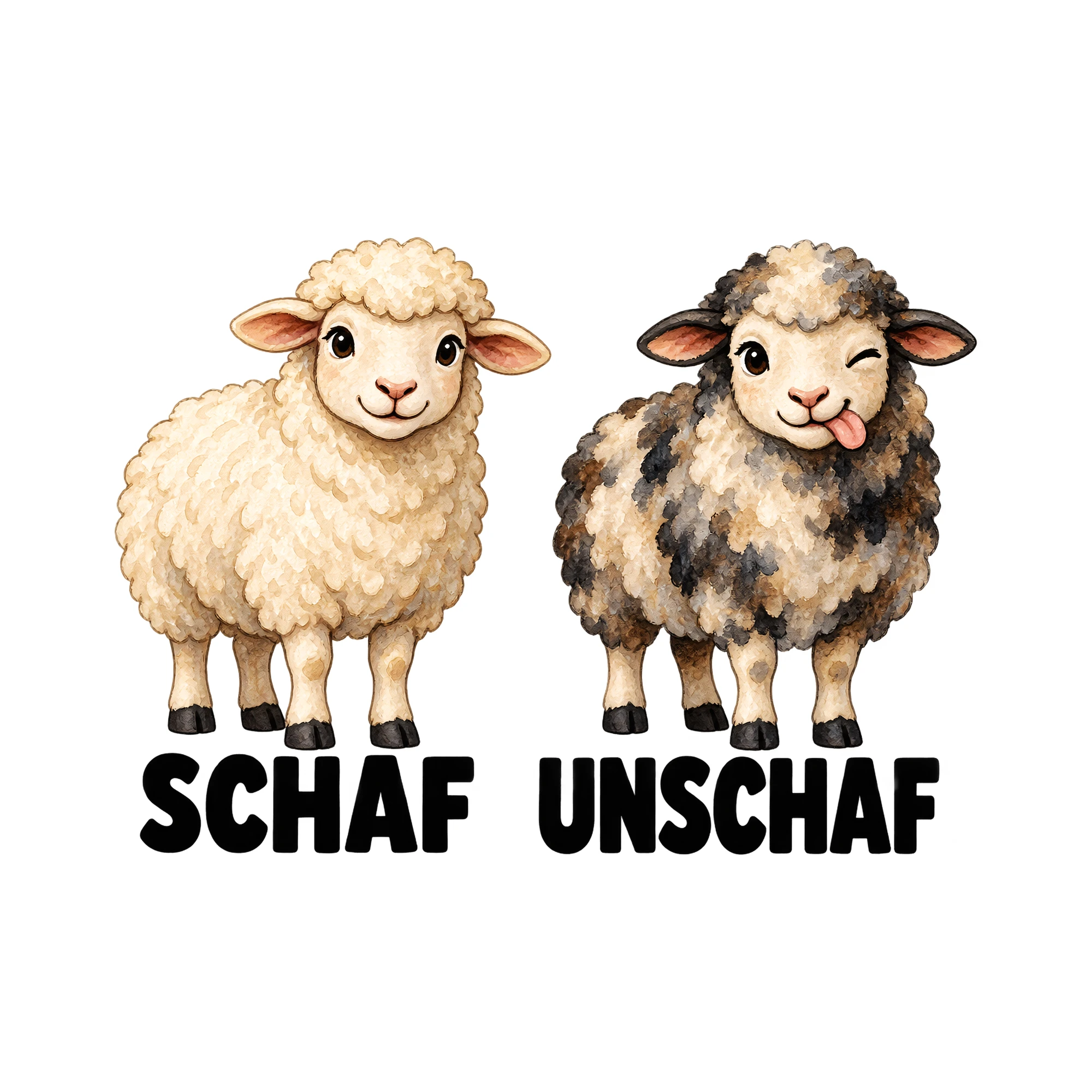 Bügelbild „SCHAF UNSCHAF“ | Tiere Shirt Spruch als Grafik auf weißem Hintergrund (BB016129)