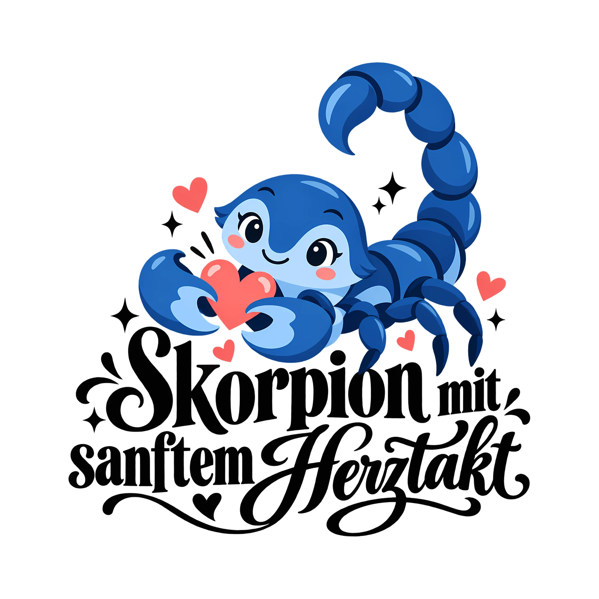 Bügelbild Skorpion mit sanftem Herztakt als Grafik auf weißem Hintergrund (BB013608)