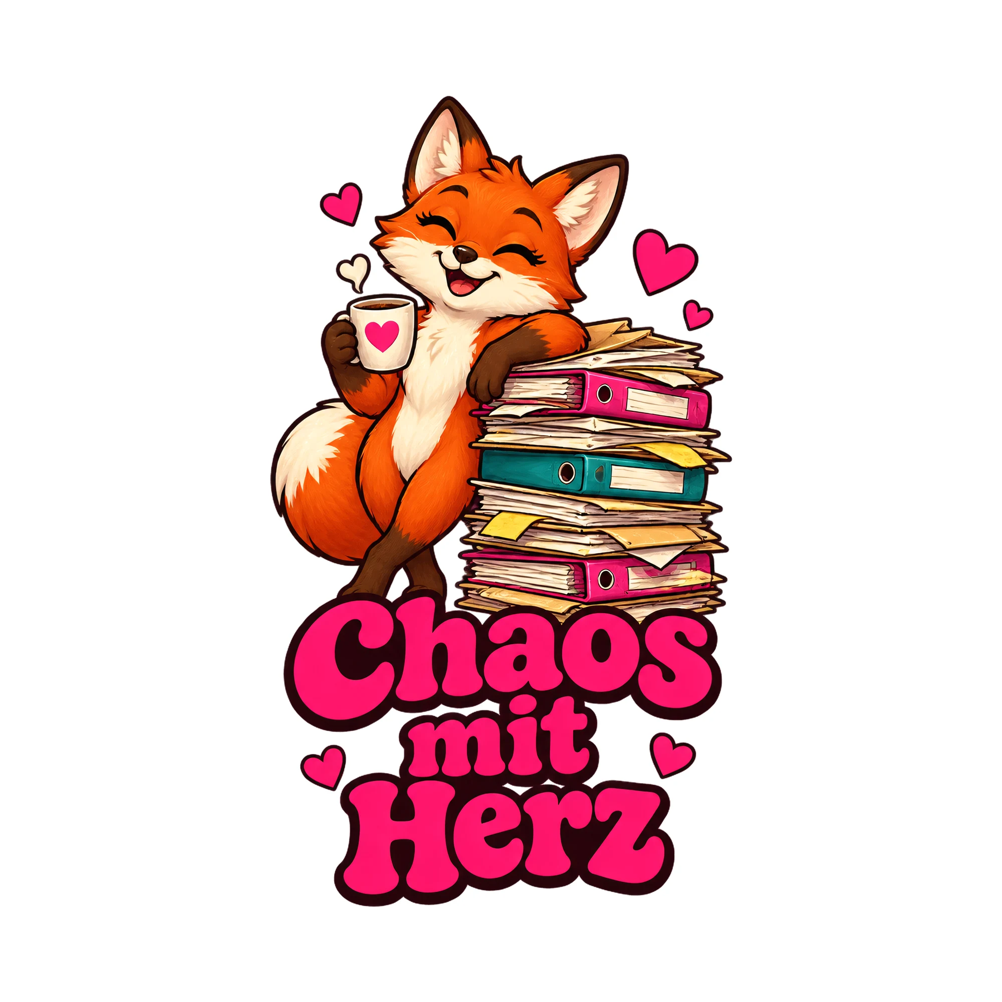 Bügelbild Chaos mit Herz als Grafik auf weißem Hintergrund (BB011584)