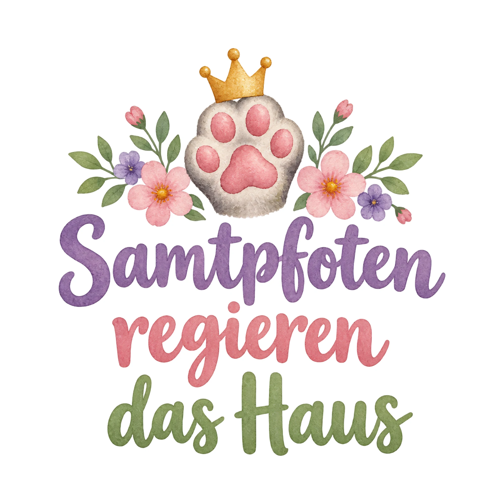 Bügelbild Samtpfoten regieren das Haus, Tiere Shirt Spruch als Grafik auf weißem Hintergrund (BB016571)