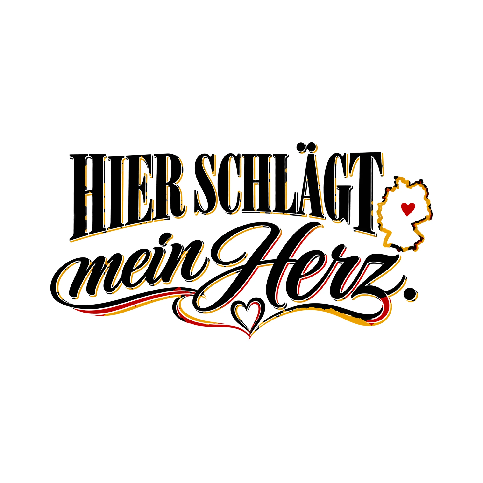Bügelbild Hier schlägt mein Herz. als Grafik auf weißem Hintergrund (BB013643)