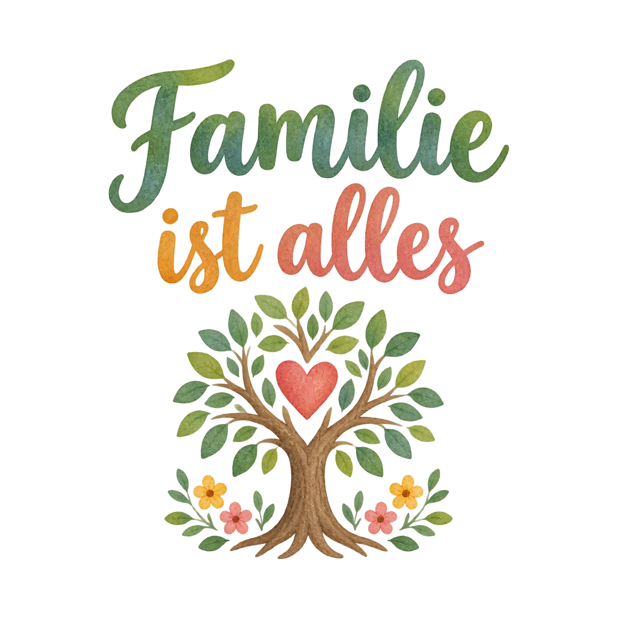 Bügelbild Familie ist alles, Mama Papa Shirt Spruch als Grafik auf weißem Hintergrund (BB018688)