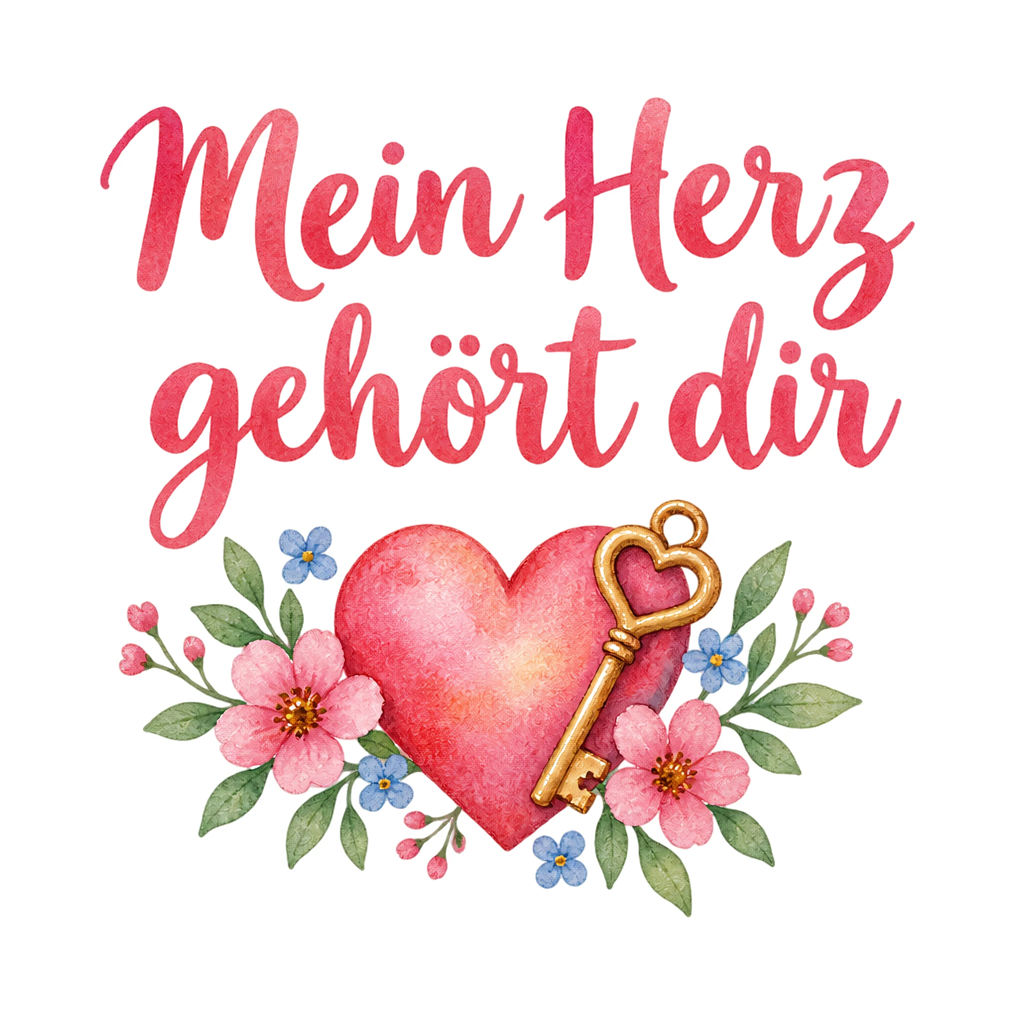 Bügelbild Mein Herz gehört dir als Grafik auf weißem Hintergrund (BB018702)