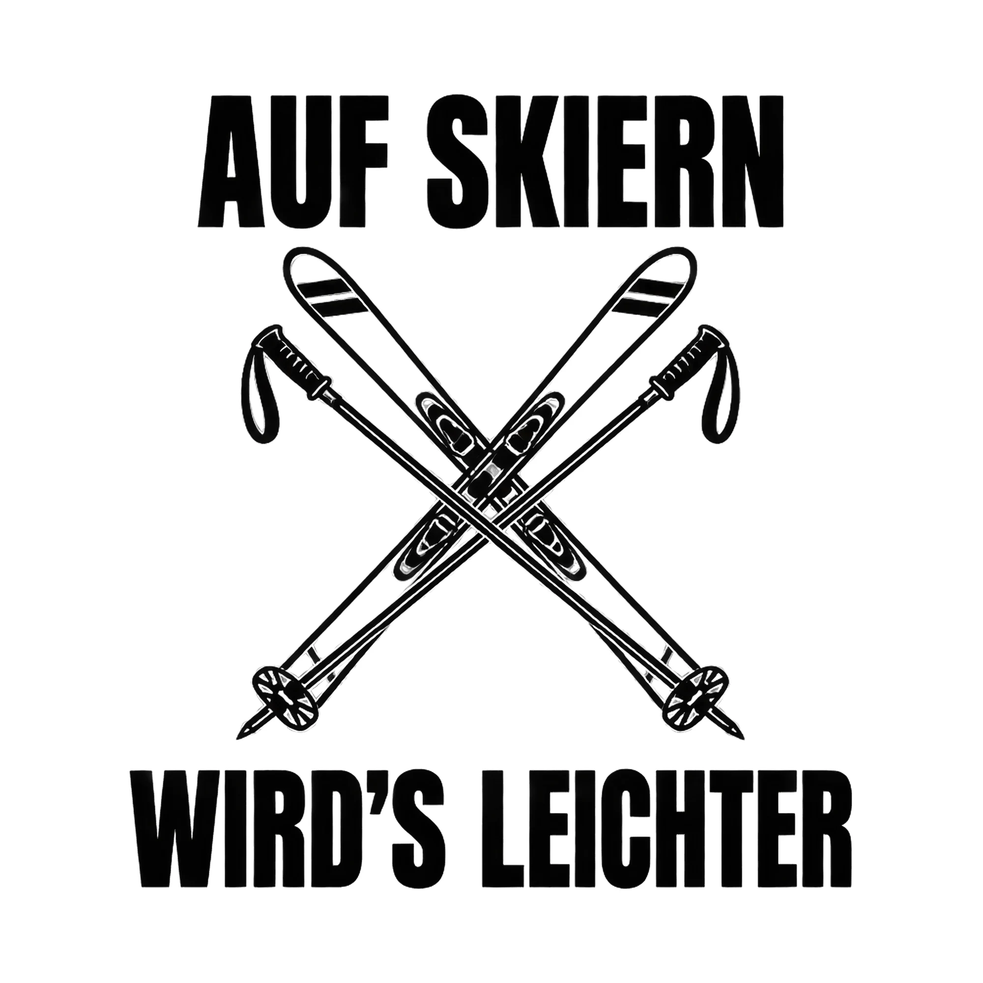 Bügelbild Auf Skiern wird’s leichter als Grafik auf weißem Hintergrund (BB014461)