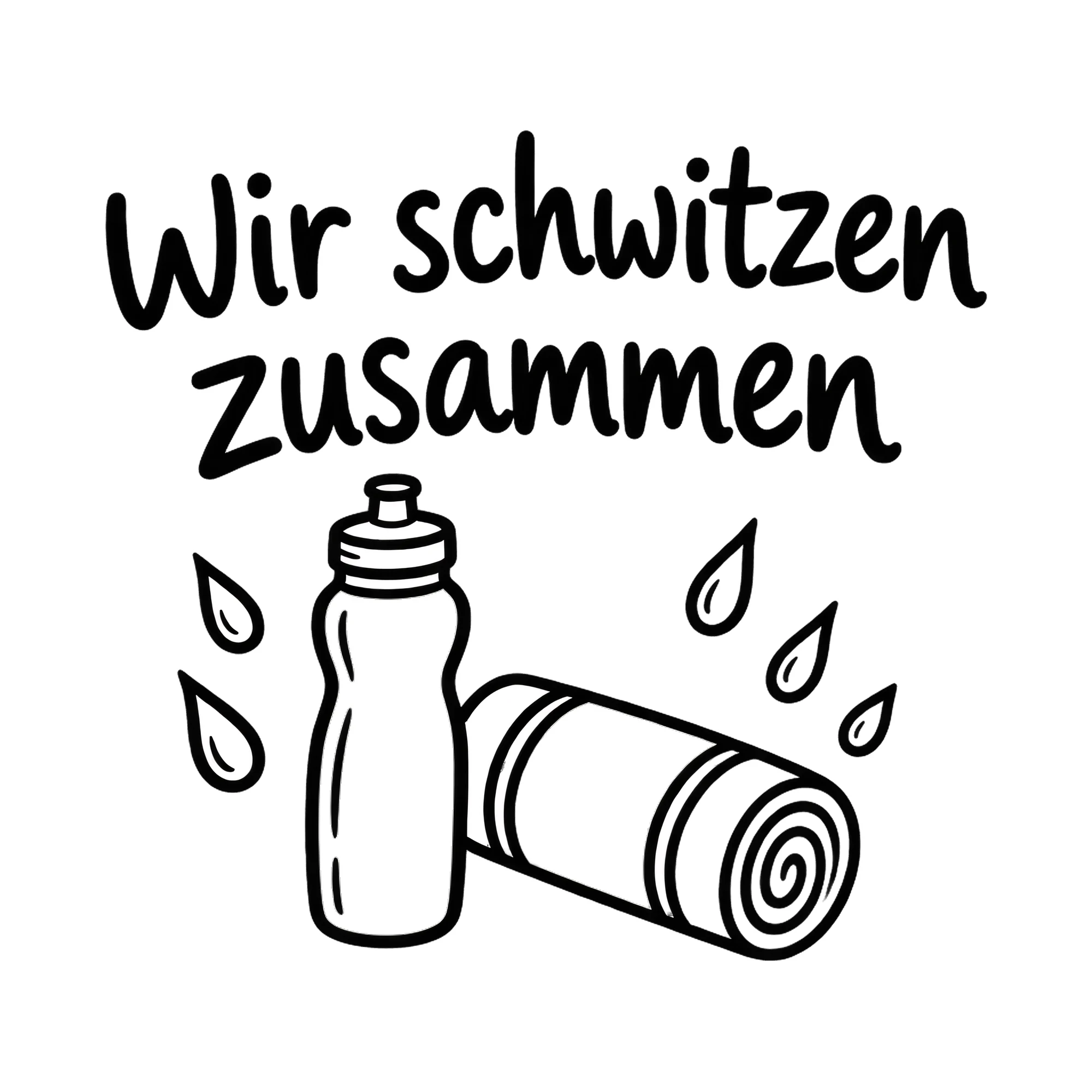 Bügelbild Wir schwitzen zusammen als Grafik auf weißem Hintergrund (BB020507)
