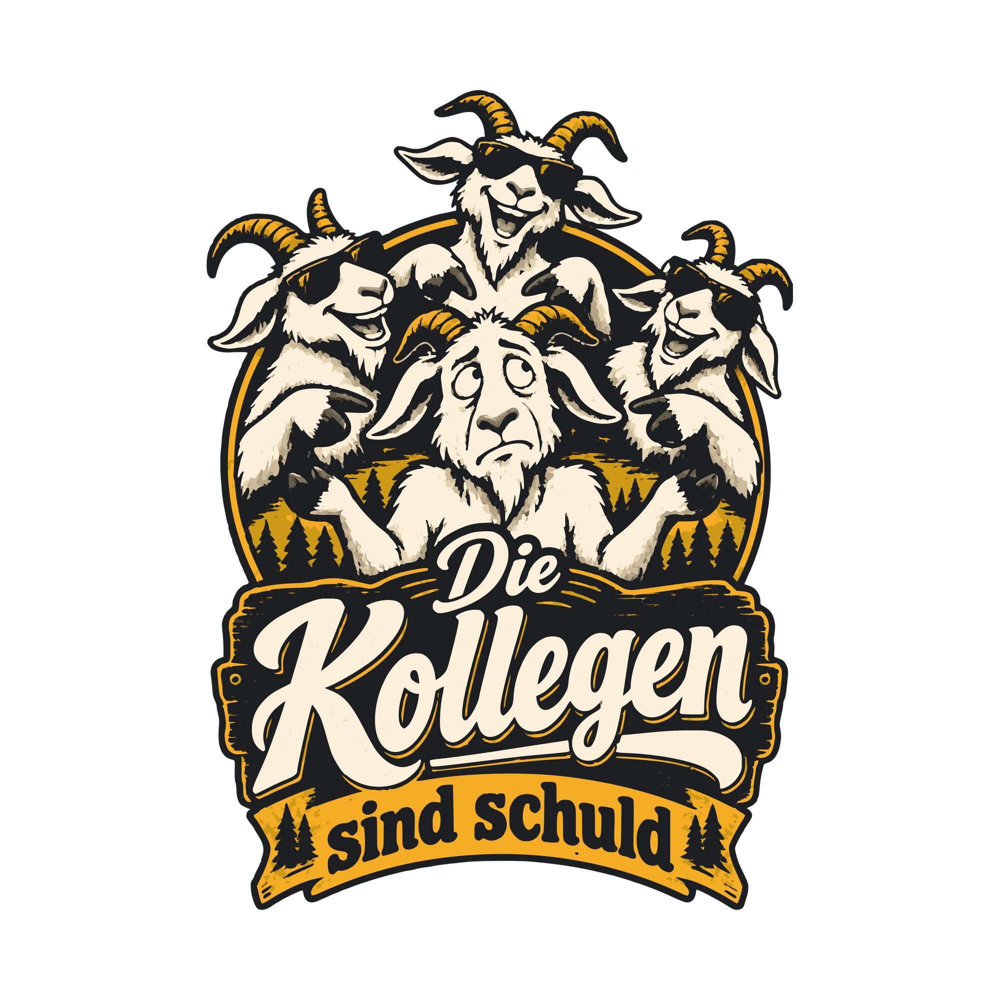 Bügelbild Die Kollegen sind schuld als Grafik auf weißem Hintergrund (BB011064)
