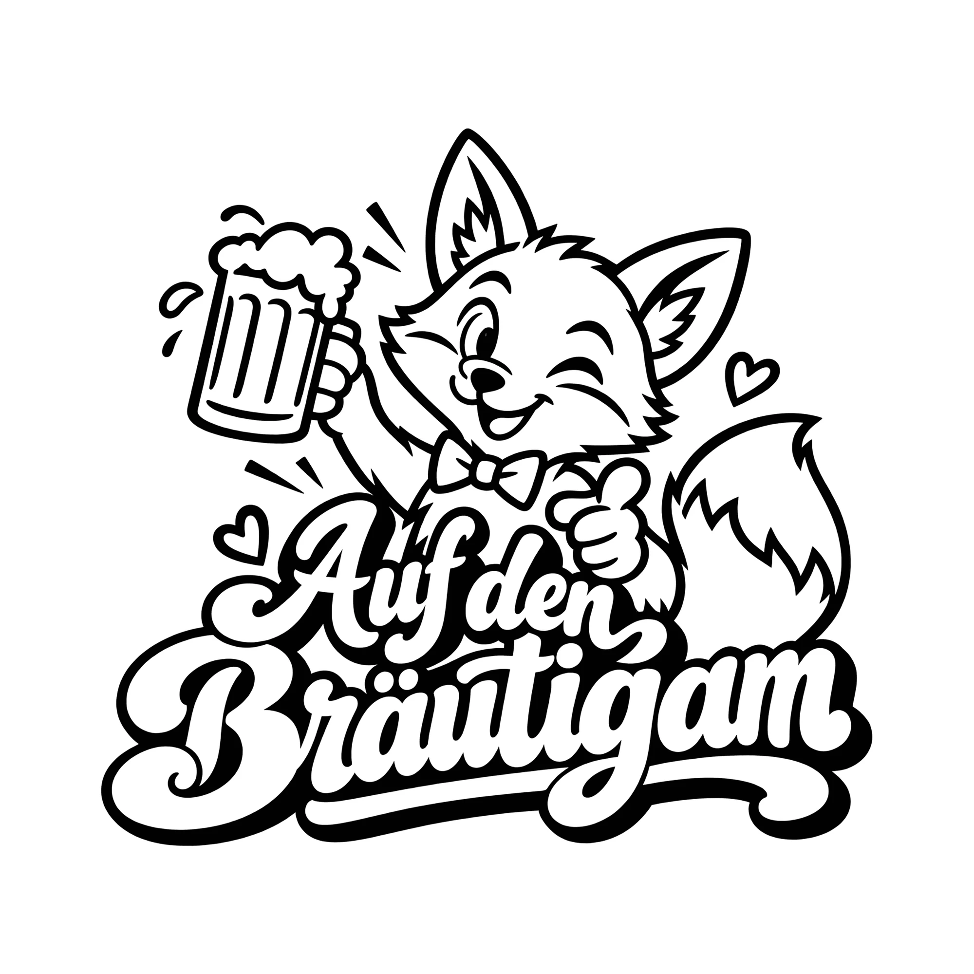 Bügelbild Auf den Bräutigam als Grafik auf weißem Hintergrund (BB013114)