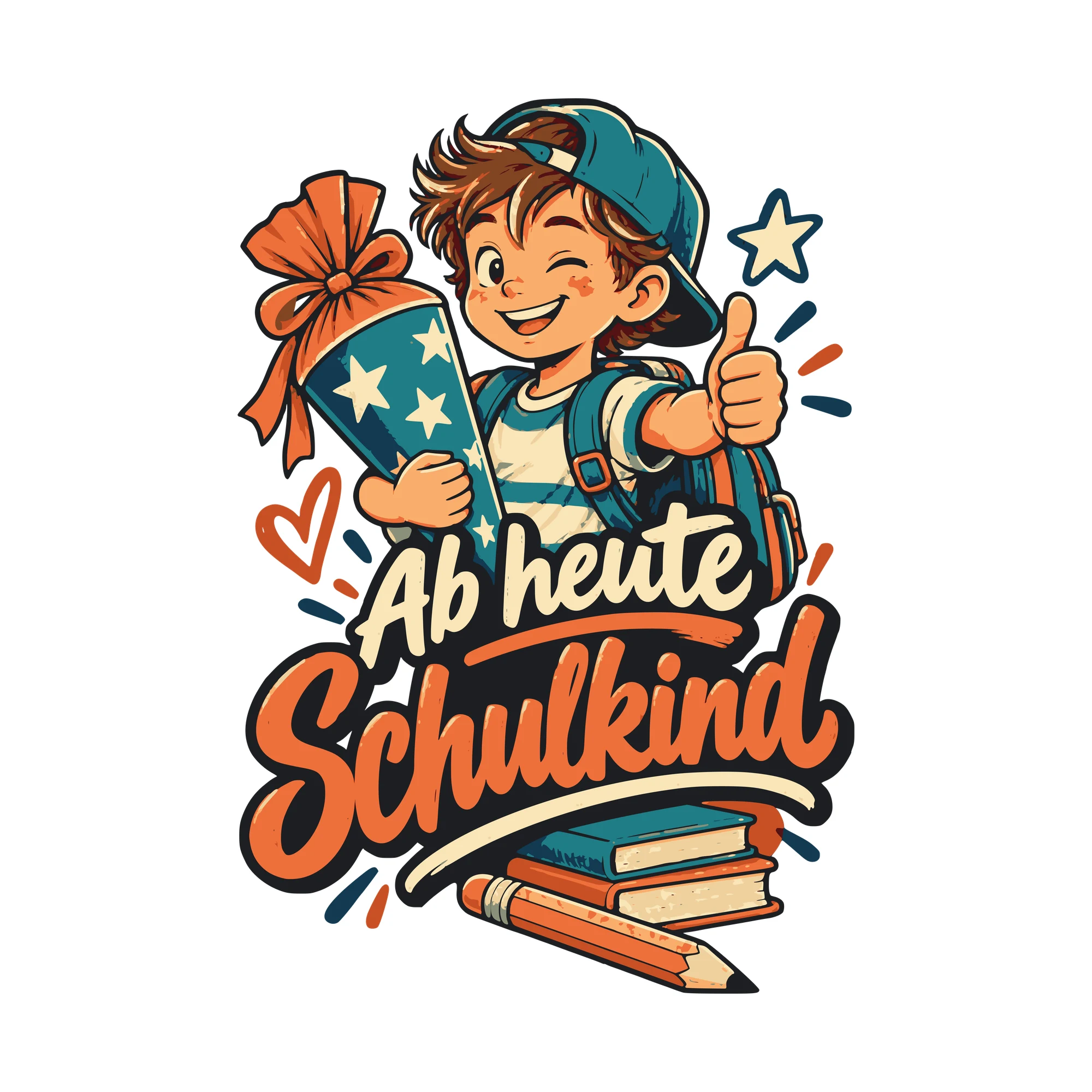 Bügelbild Ab heute Schulkind als Grafik auf weißem Hintergrund (BB011196)