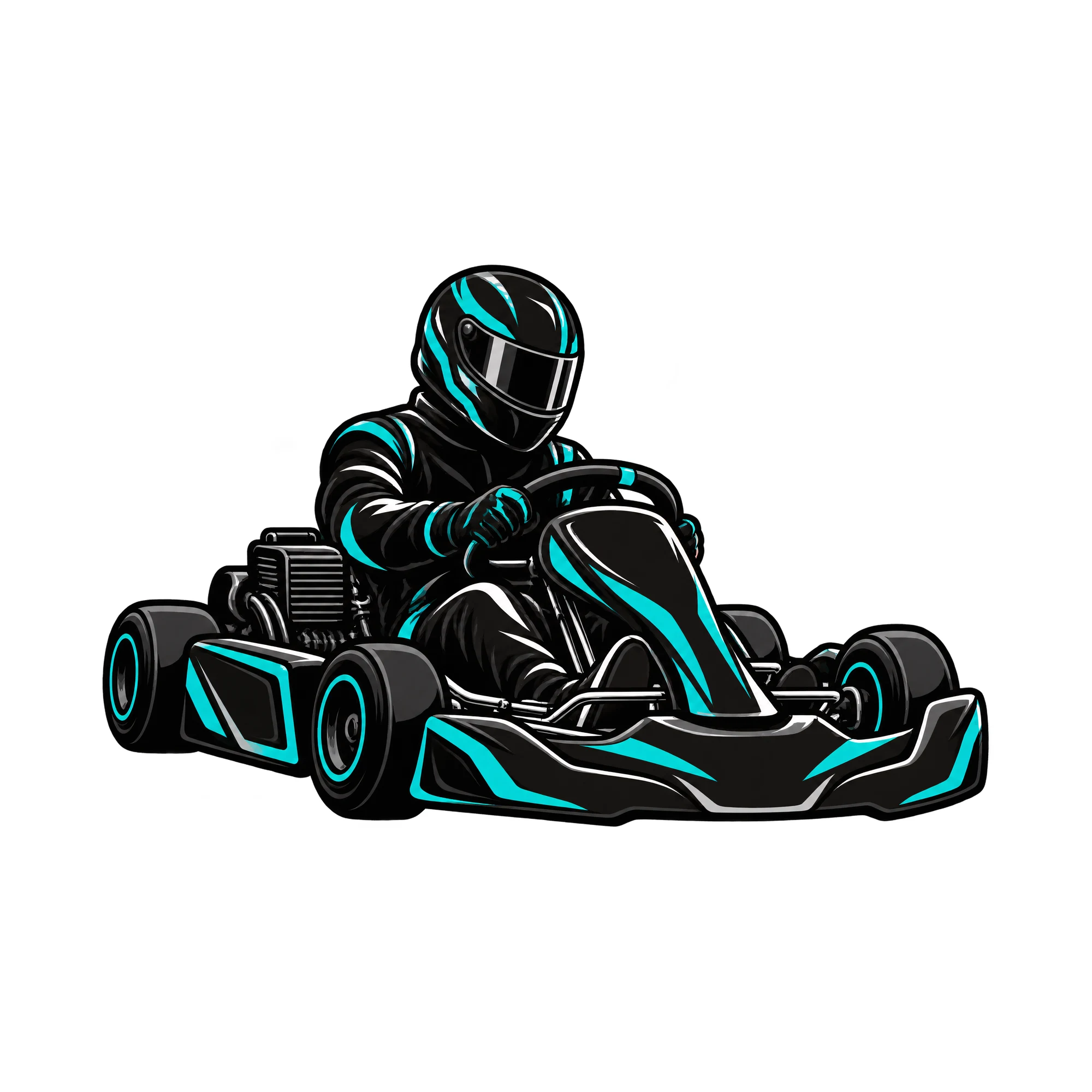 Bügelbild Go Kart Racer, Lustiger Shirt Motiv als Grafik auf weißem Hintergrund (BB015560)