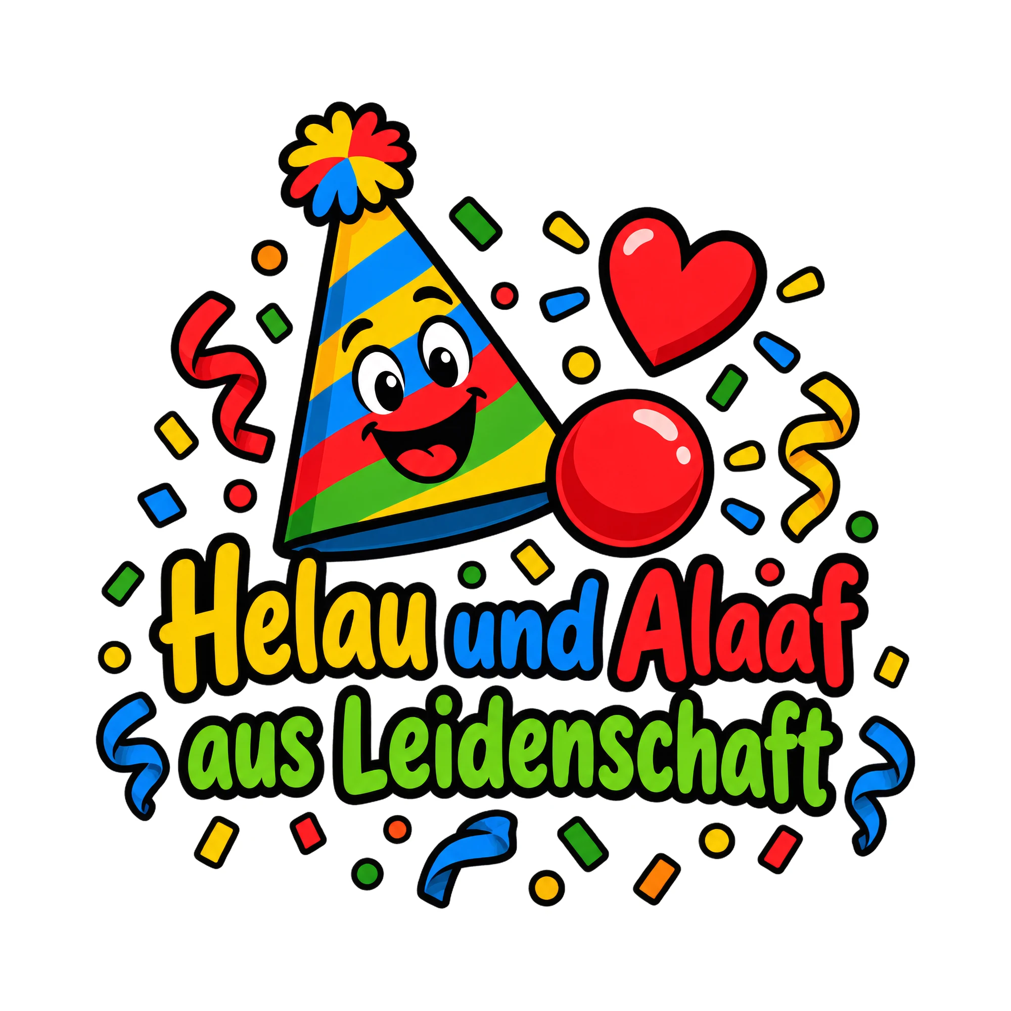 Bügelbild Helau und Alaaf aus Leidenschaft, Vereine Shirt Spruch als Grafik auf weißem Hintergrund (BB016674)