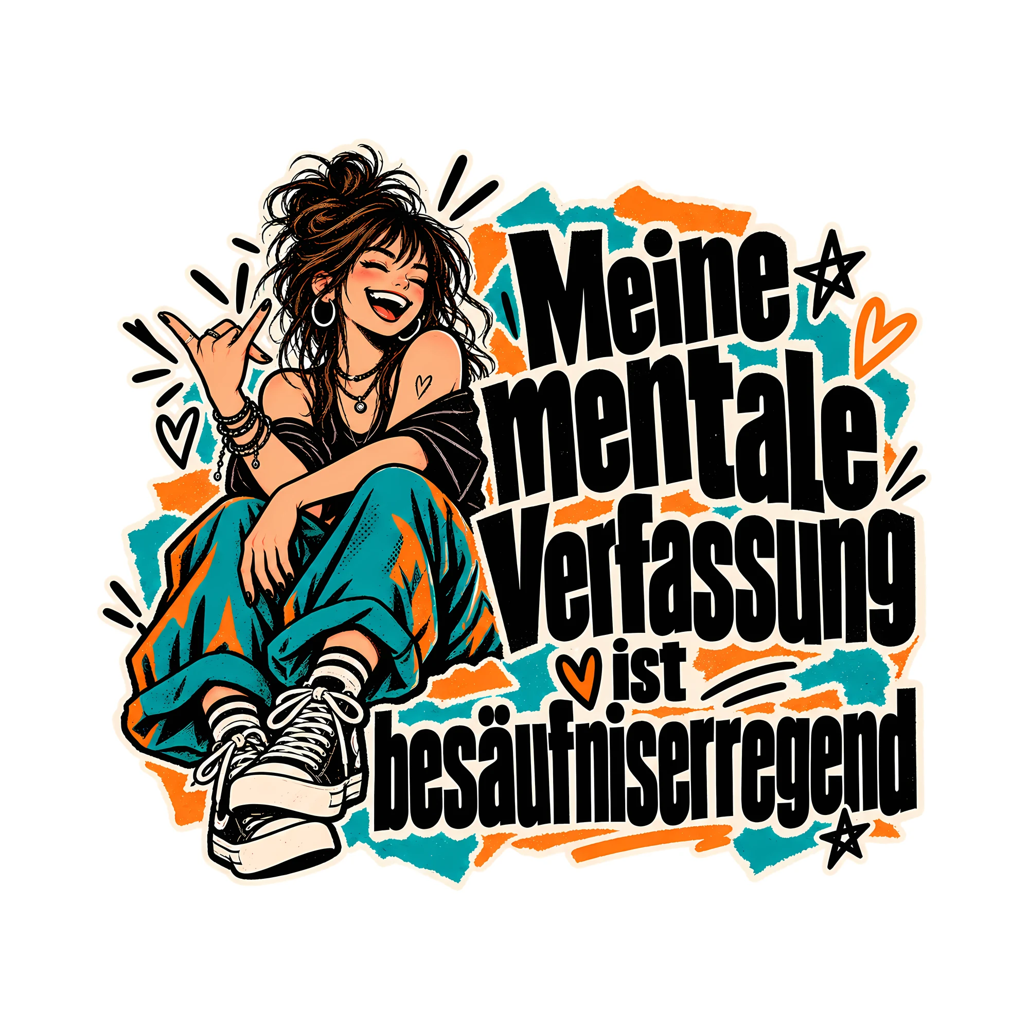 Bügelbild Meine mentale Verfassung ist besäufniserregend, Party Shirt Spruch als Grafik auf weißem Hintergrund (BB014638)