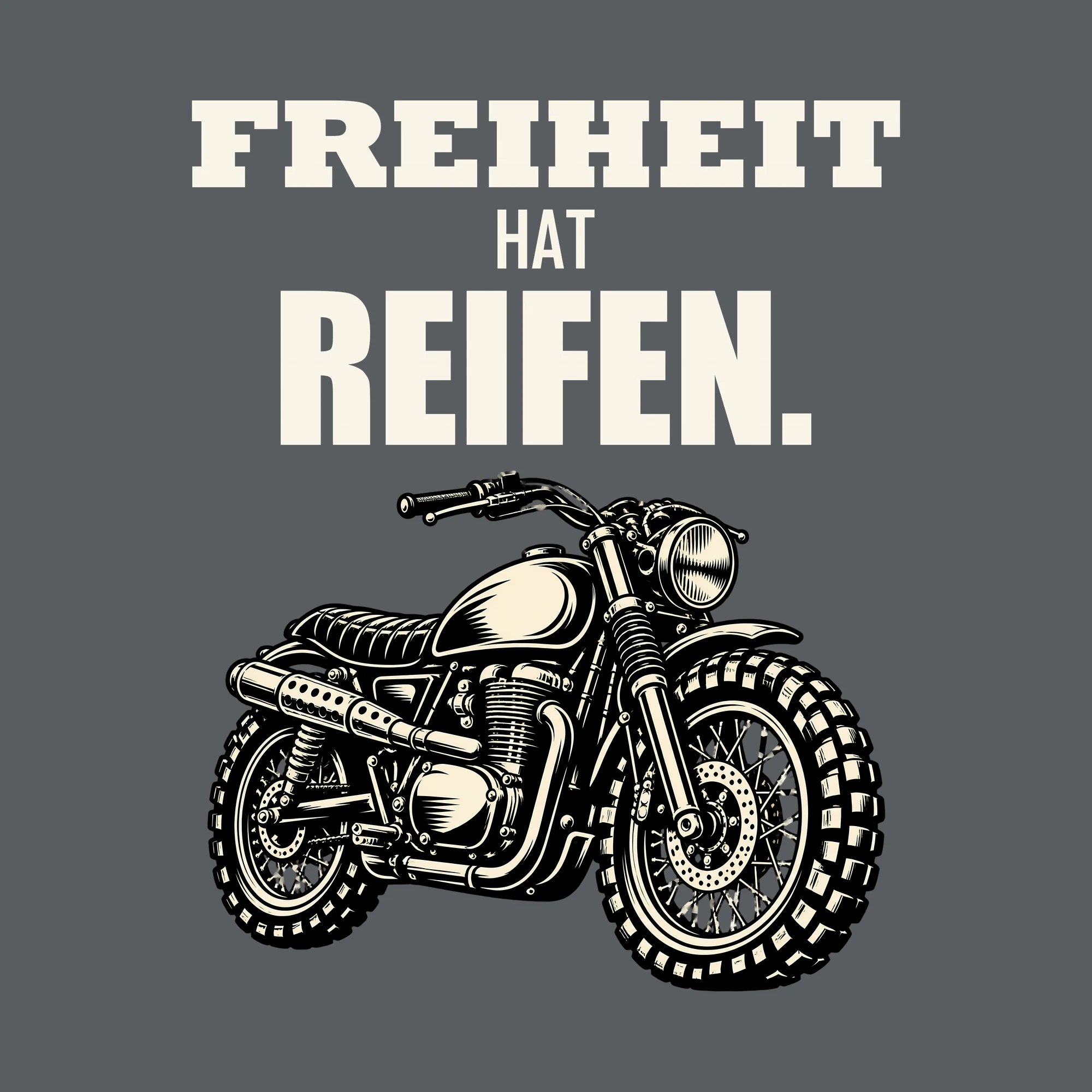 Bügelbild FREIHEIT HAT REIFEN. als Grafik auf dunklem Hintergrund (BB012737)