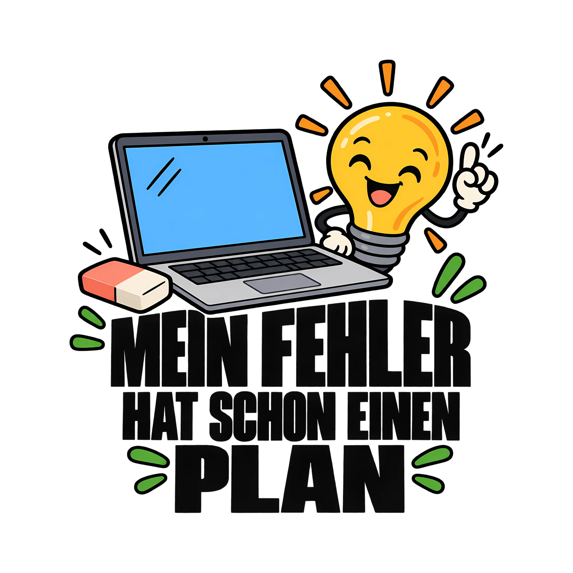 Bügelbild MEIN FEHLER HAT SCHON EINEN PLAN als Grafik auf weißem Hintergrund (BB014308)