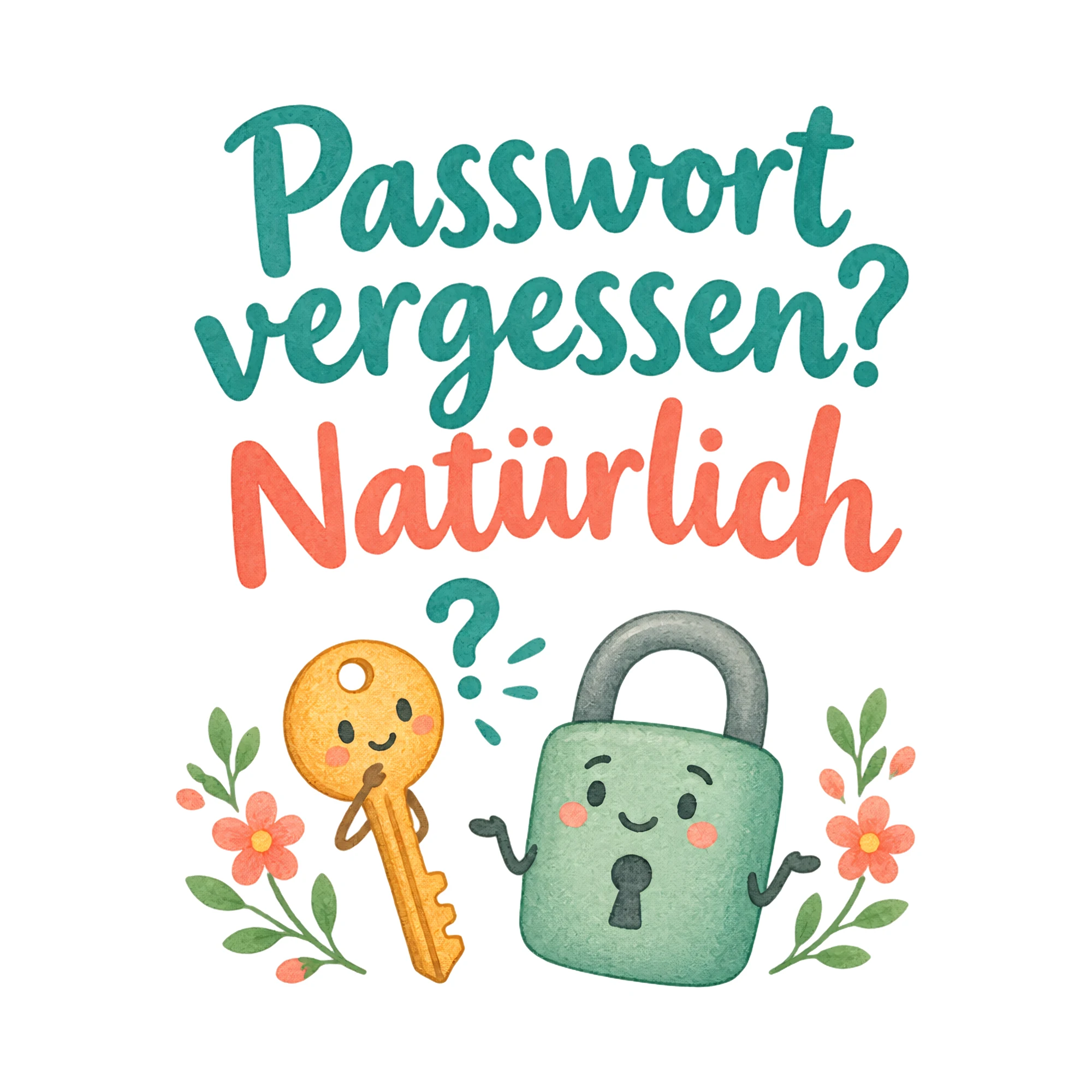 Bügelbild Passwort vergessen? Natürlich als Grafik auf weißem Hintergrund (BB020360)