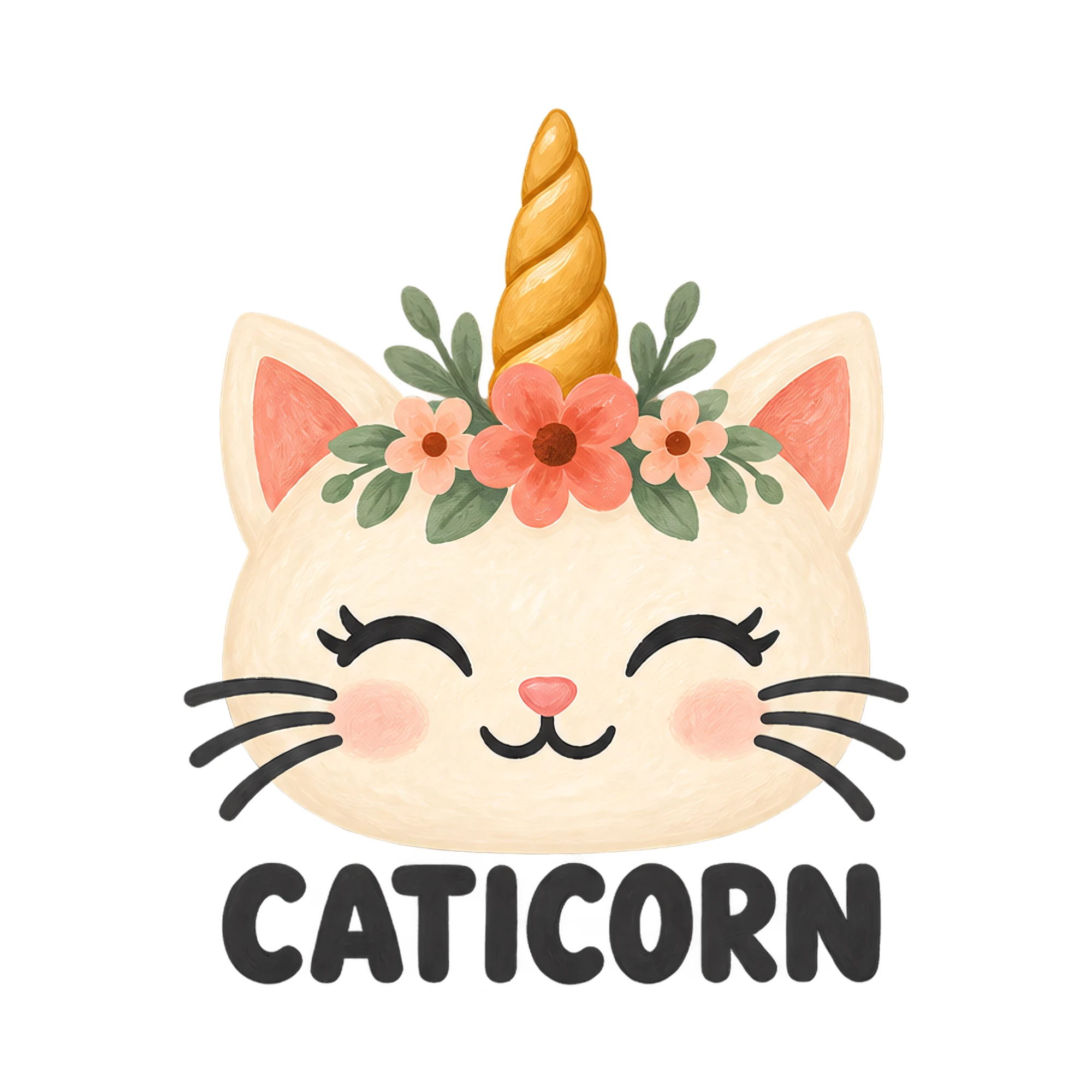 Bügelbild Caticorn, Lustiger Shirt Spruch als Grafik auf weißem Hintergrund (BB018120)