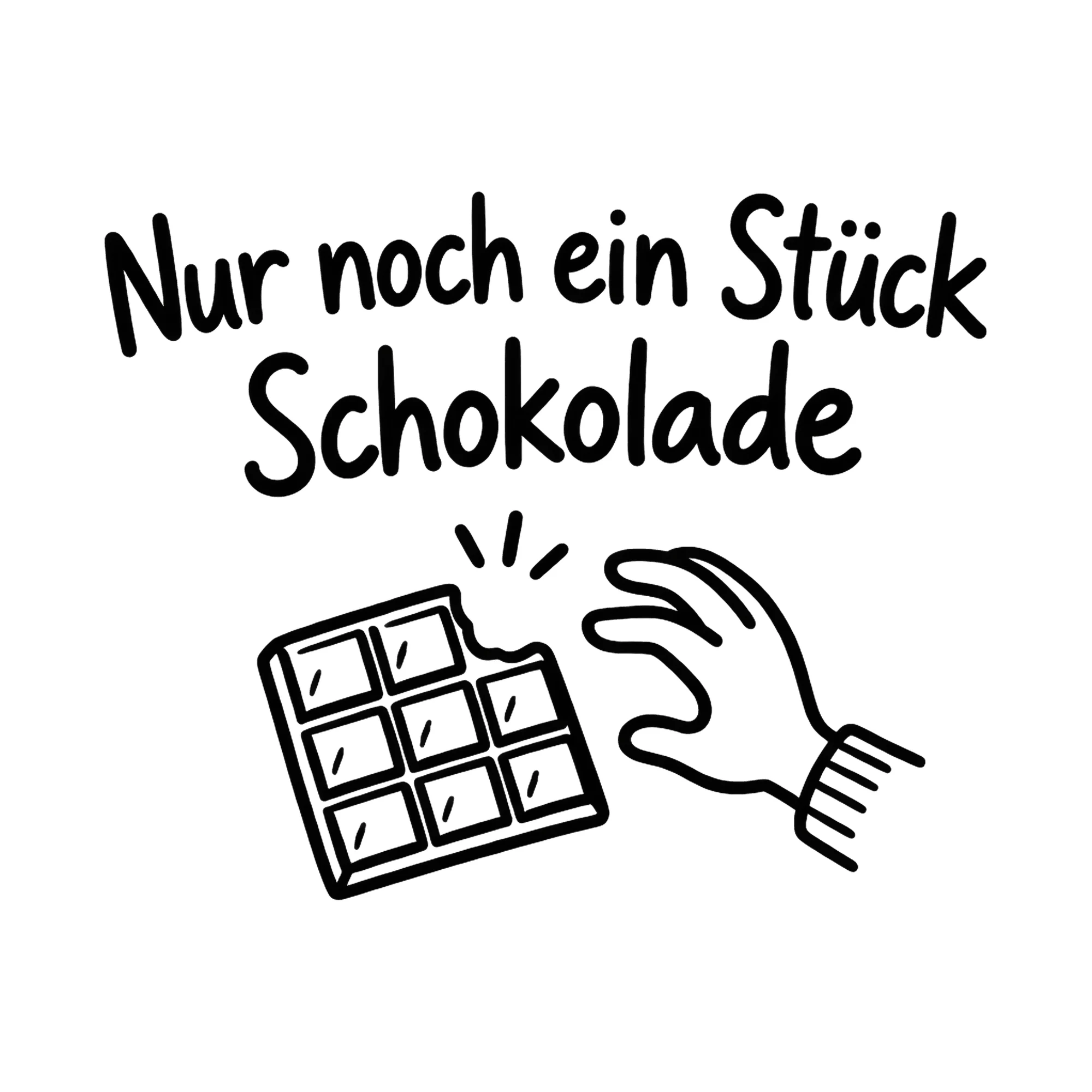 Bügelbild Nur noch ein Stück Schokolade als Grafik auf weißem Hintergrund (BB019645)