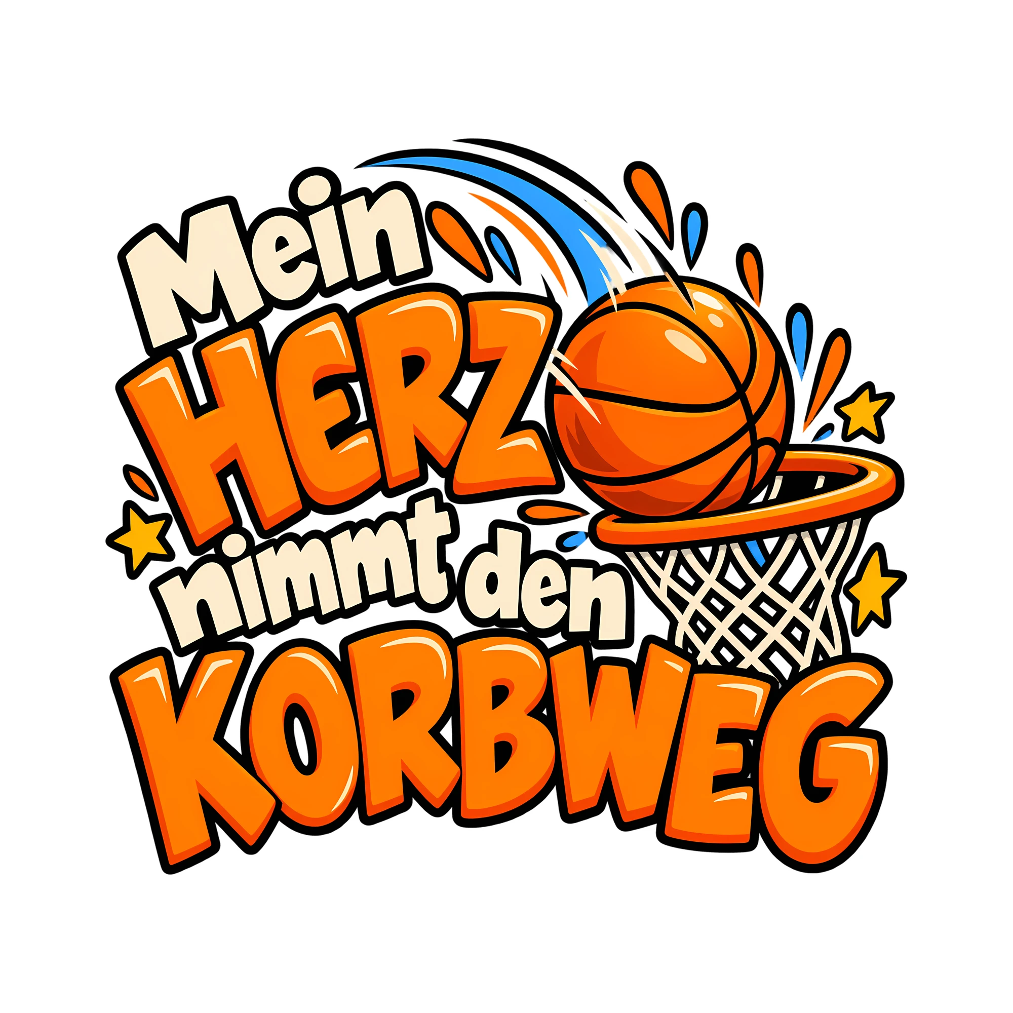 Bügelbild Mein Herz nimmt den Korbweg als Grafik auf weißem Hintergrund (BB013854)