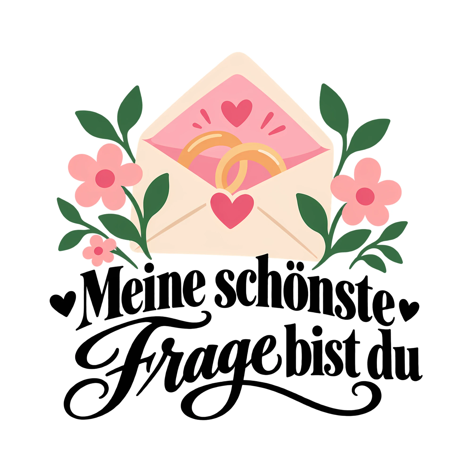 Bügelbild Meine schönste Frage bist du als Grafik auf weißem Hintergrund (BB012288)