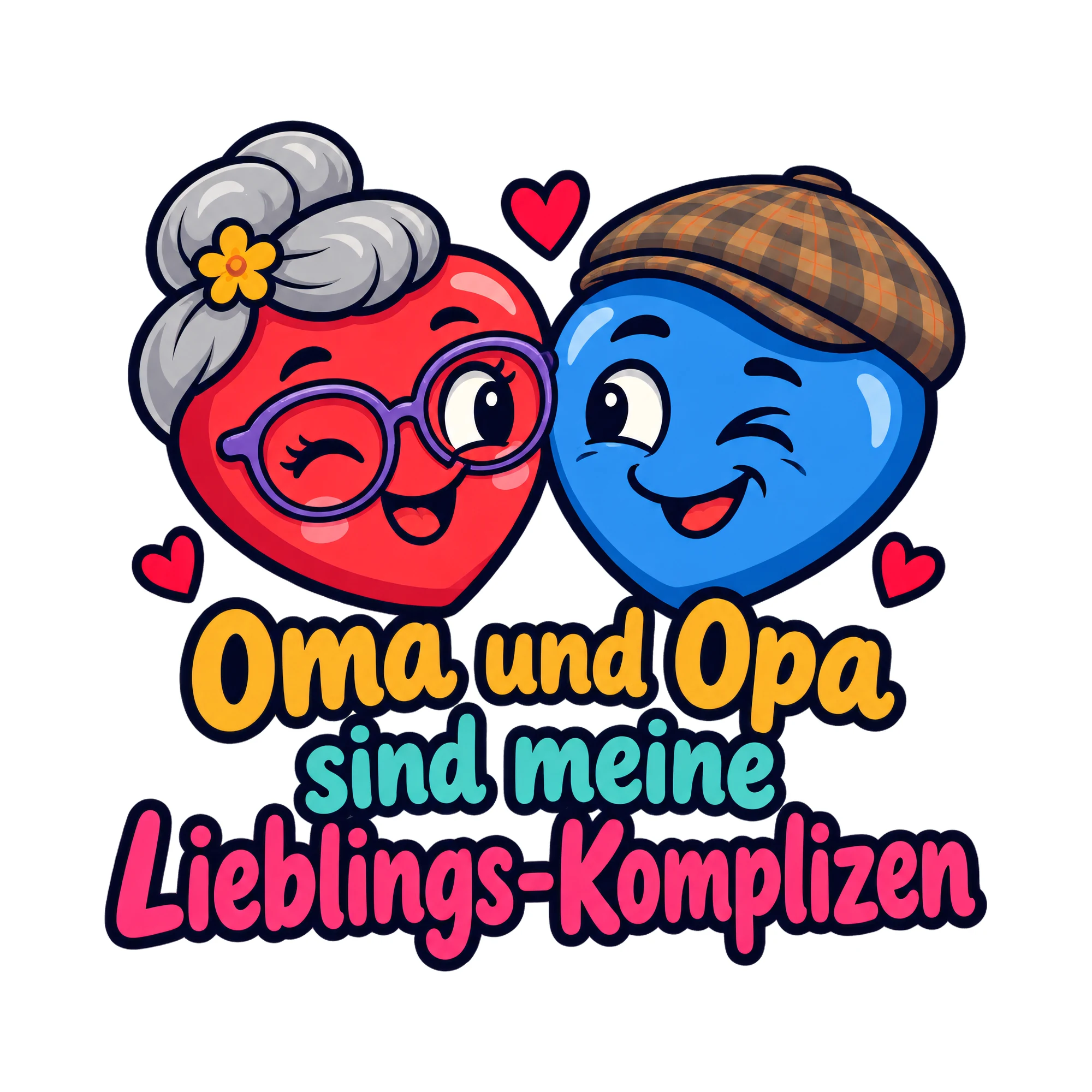 Bügelbild Oma und Opa sind meine Lieblings-Komplizen, Großeltern Shirt Spruch als Grafik auf weißem Hintergrund (BB016693)