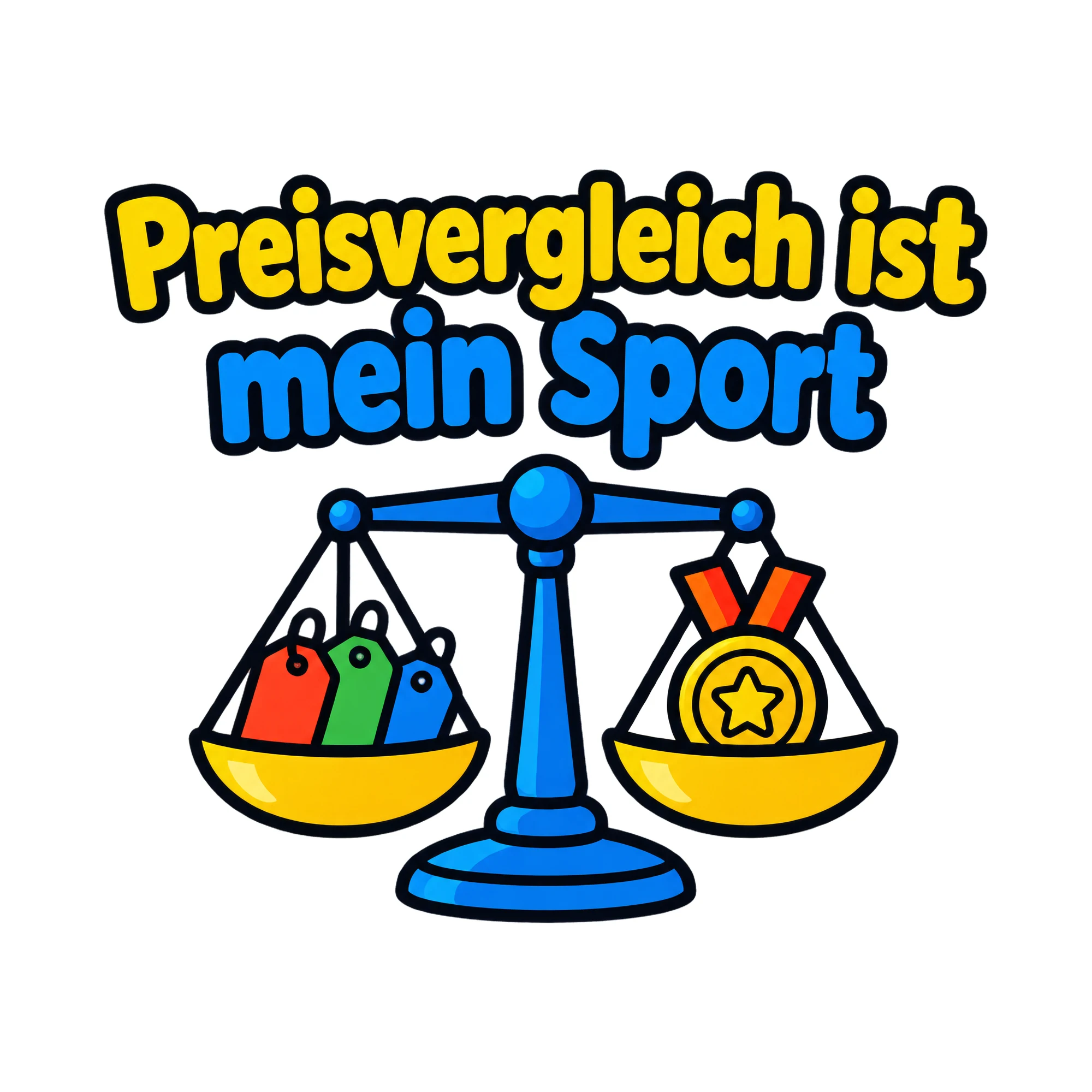 Bügelbild Preisvergleich ist mein Sport als Grafik auf weißem Hintergrund (BB019900)