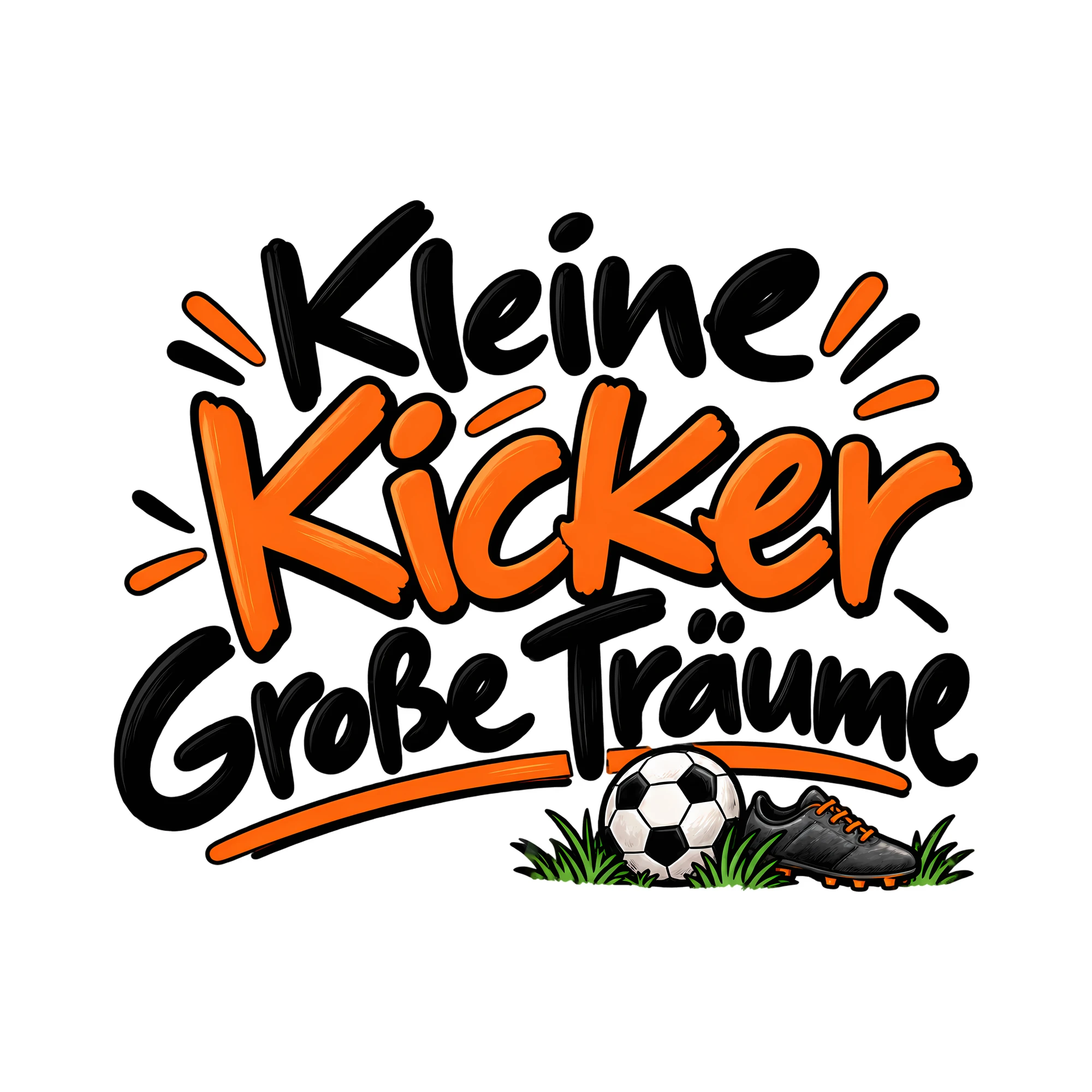 Bügelbild Kleine Kicker Große Träume als Grafik auf weißem Hintergrund (BB013754)