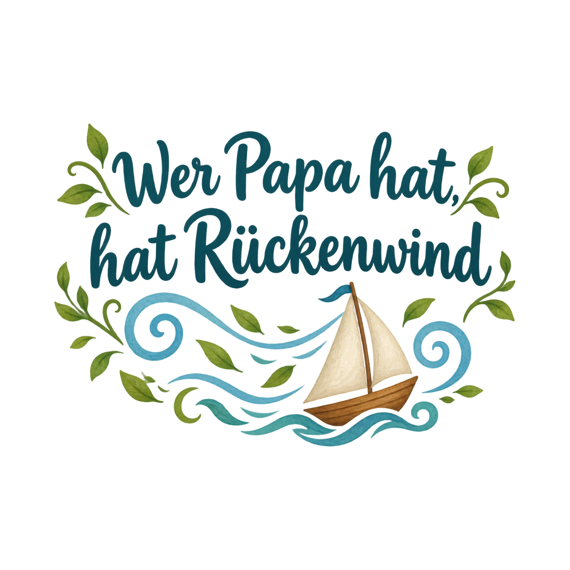 Bügelbild Wer Papa hat, hat Rückenwind als Grafik auf weißem Hintergrund (BB019222)