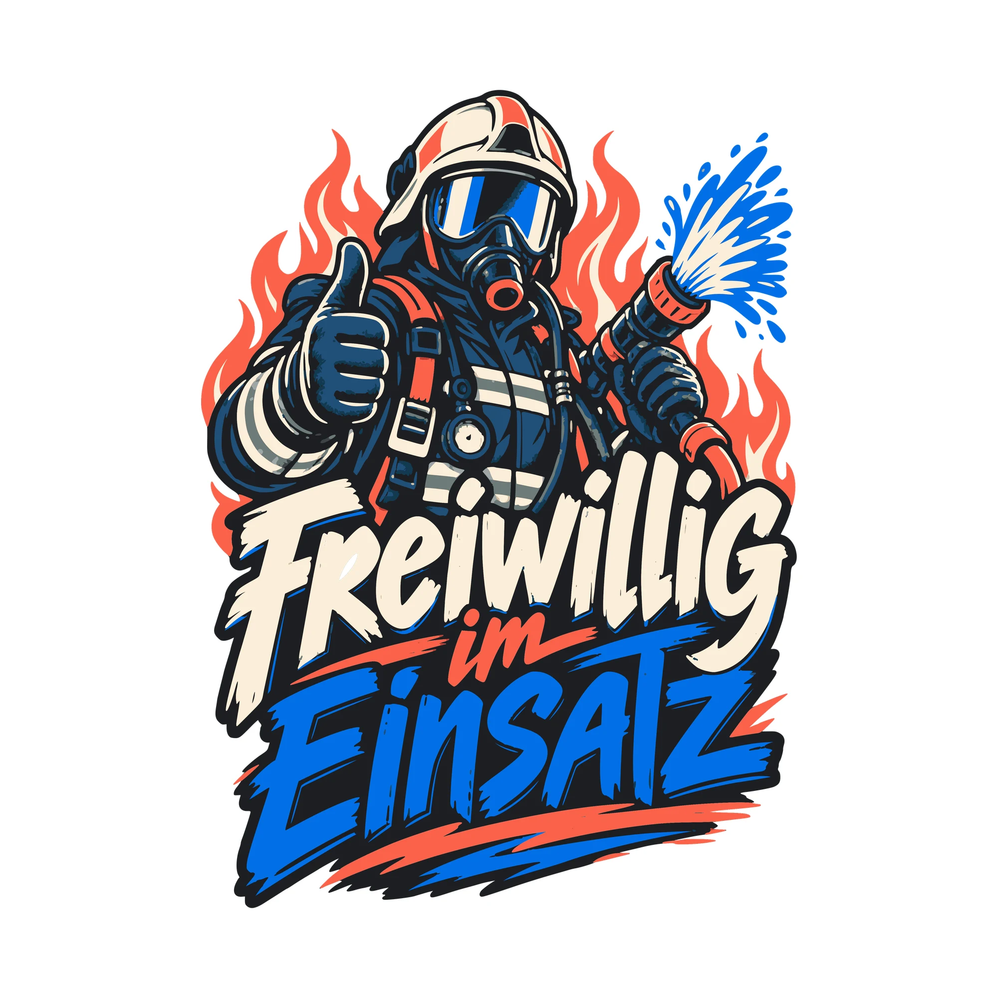 Bügelbild Freiwillig im Einsatz als Grafik auf weißem Hintergrund (BB011281)